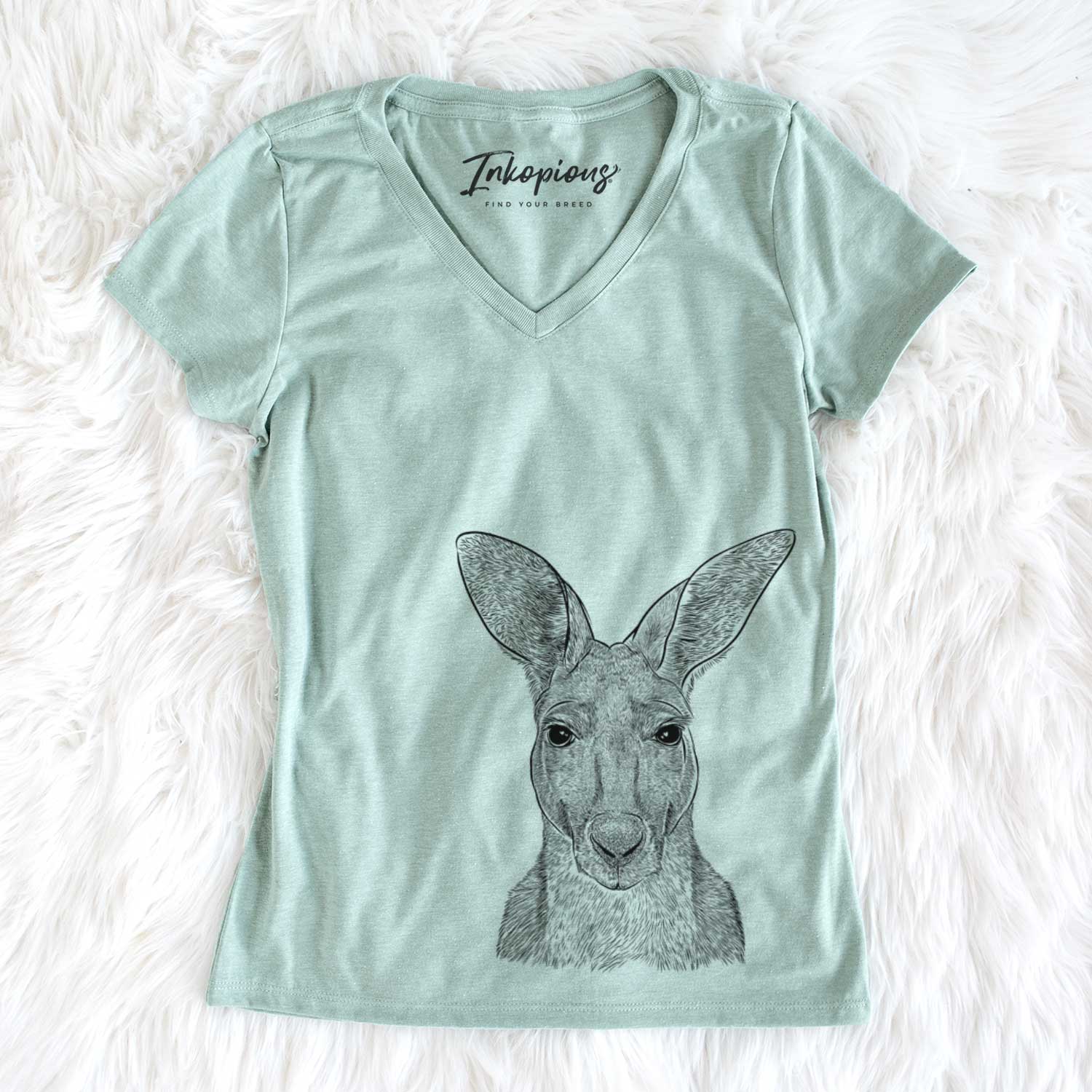 Bare Roger the Red Kangaroo - Women's V-neck Shirt