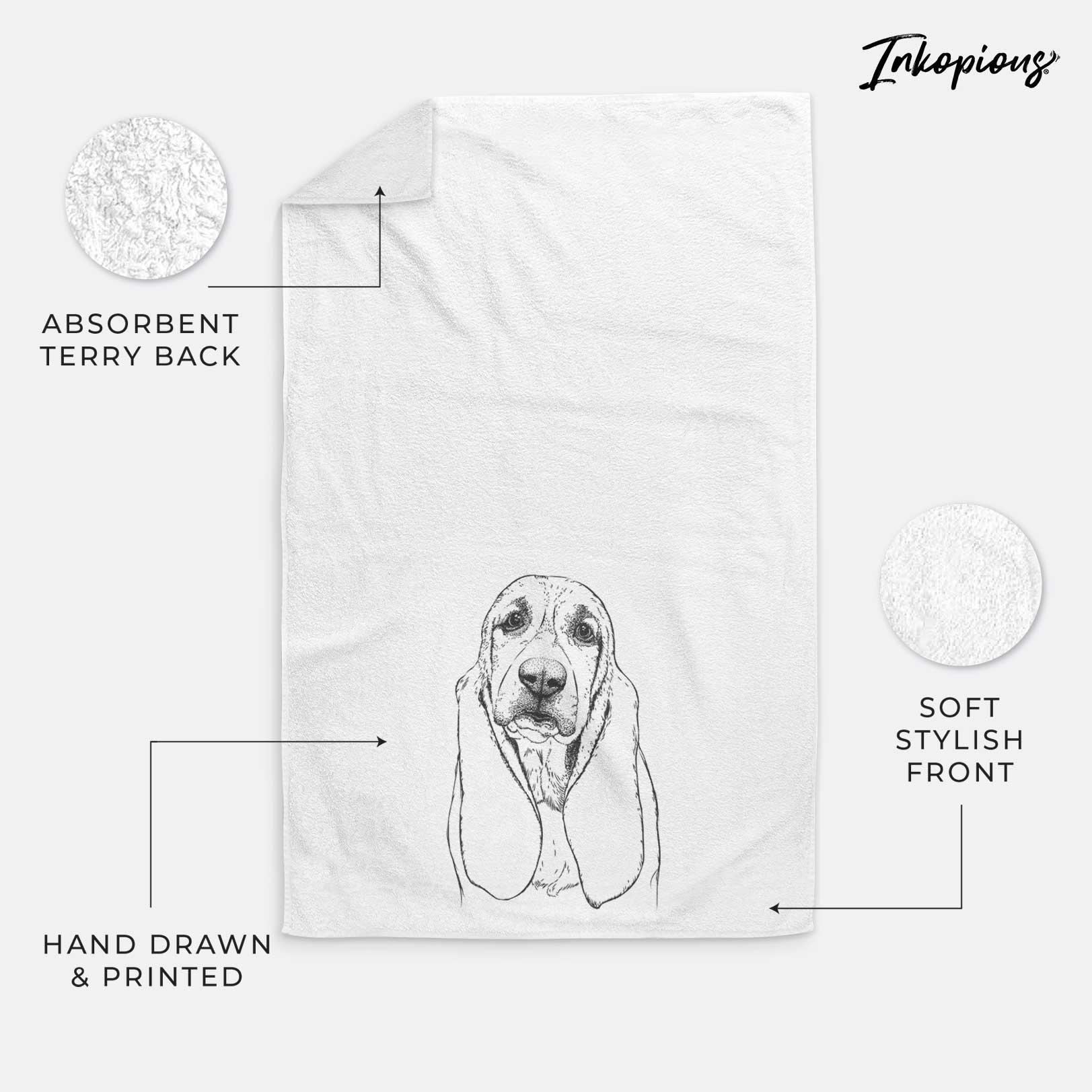 Rolo the Basset Hound Decorative Hand Towel