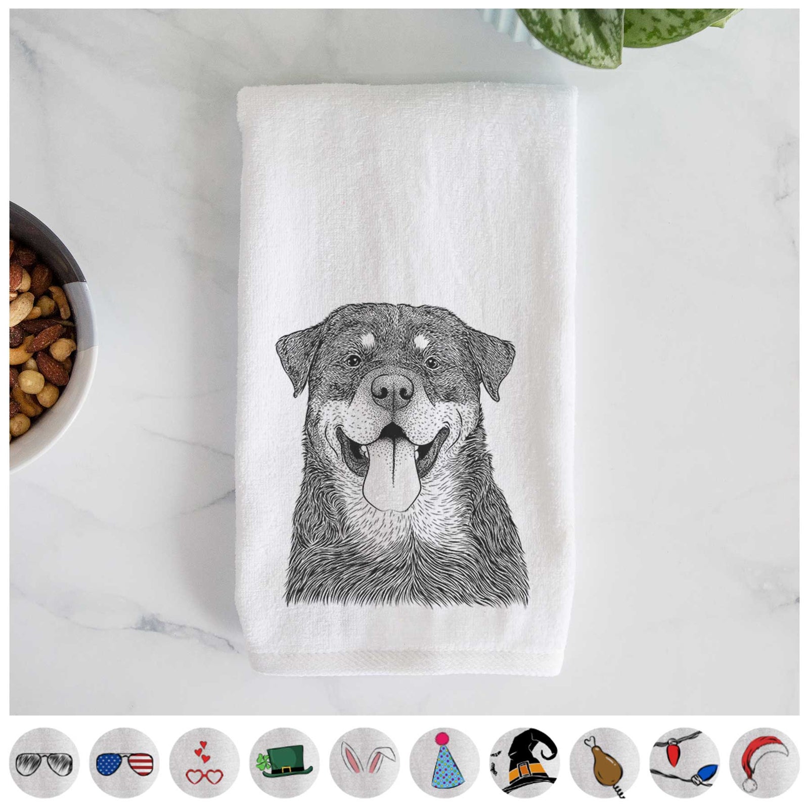 Romeo the Rottweiler Decorative Hand Towel