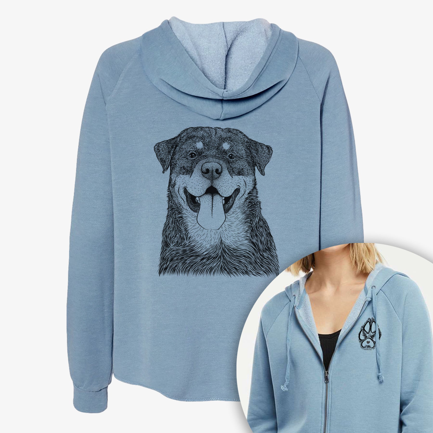 Romeo the Rottweiler - Women's Cali Wave Zip-Up Sweatshirt