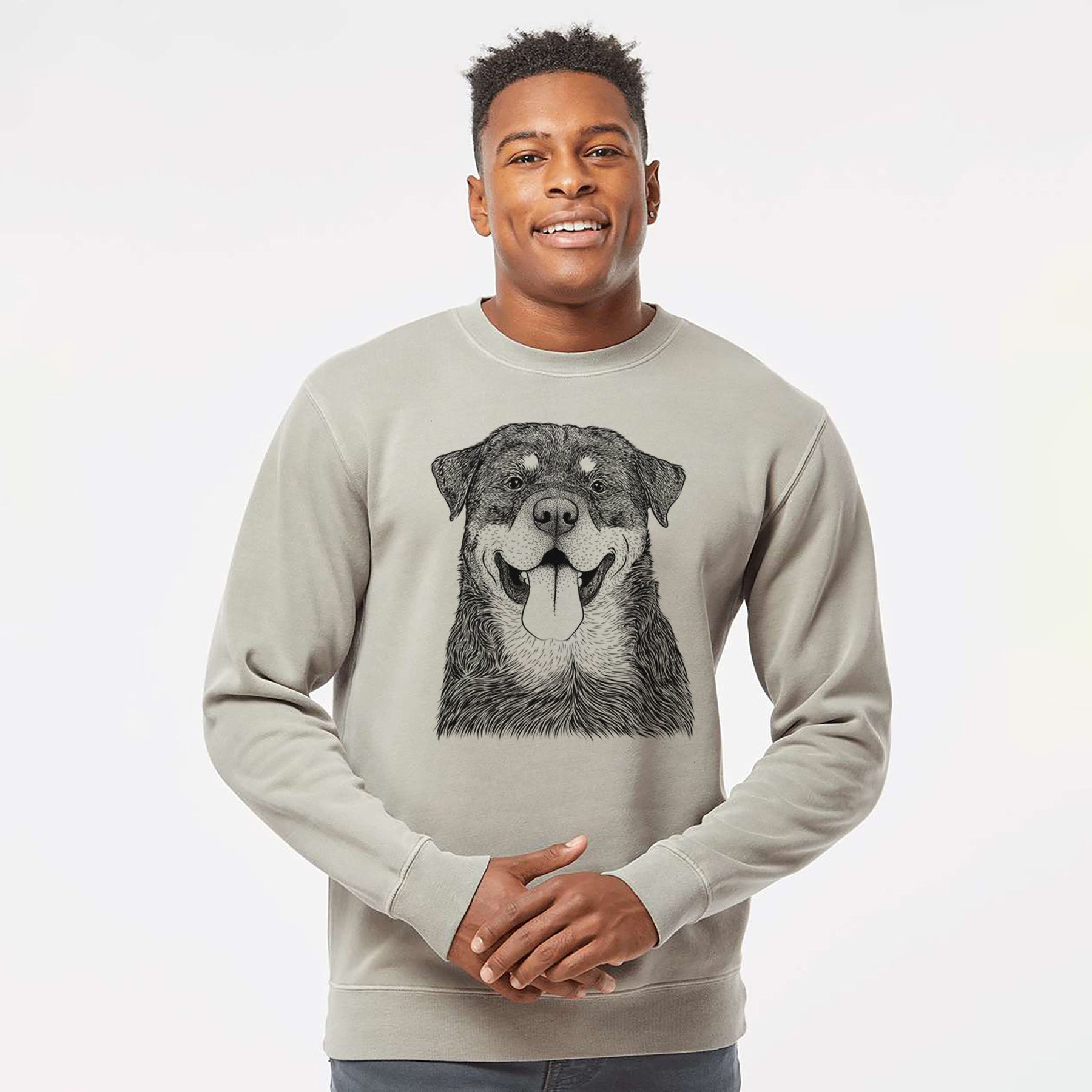 Bare Romeo the Rottweiler - Unisex Pigment Dyed Crew Sweatshirt