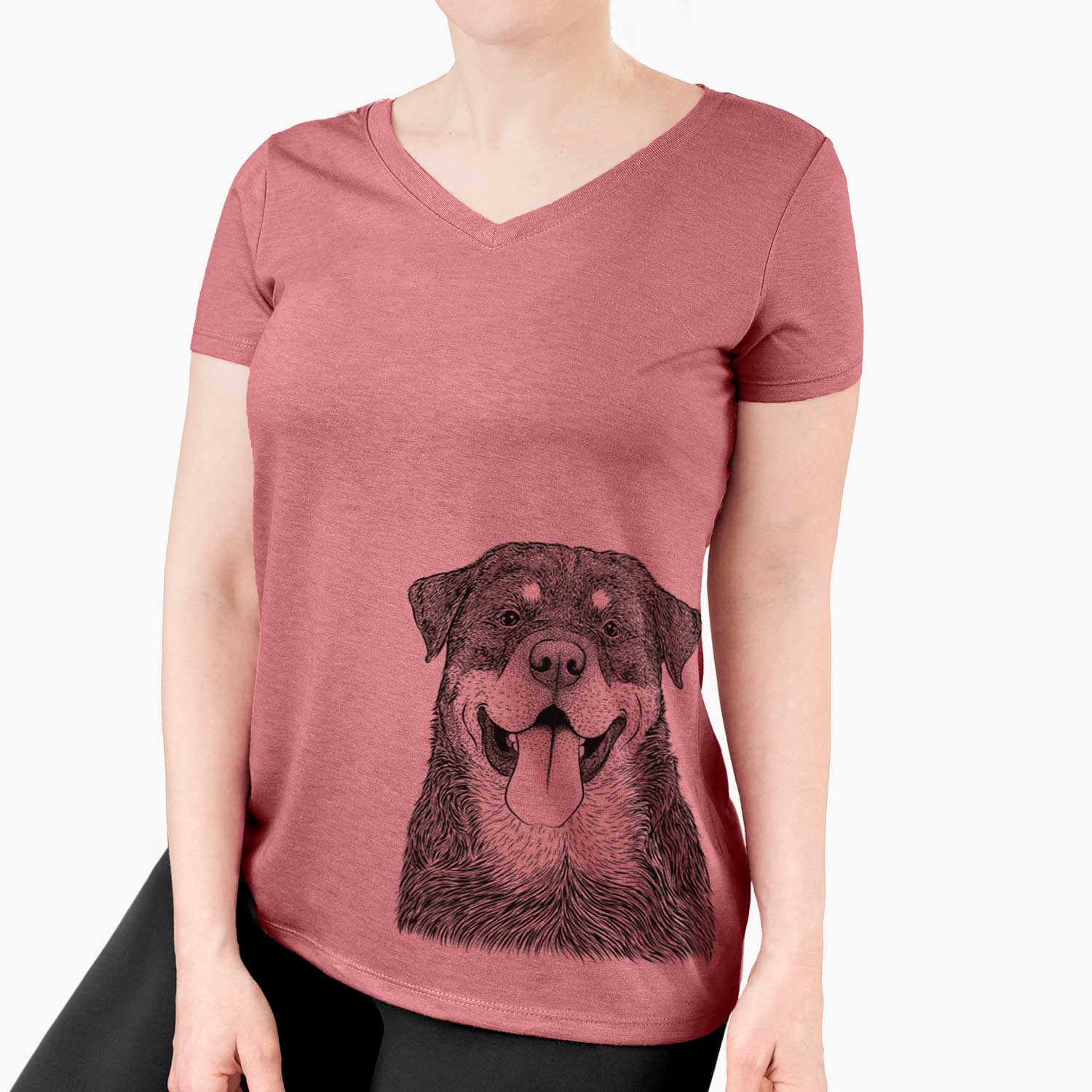 Bare Romeo the Rottweiler - Women's V-neck Shirt