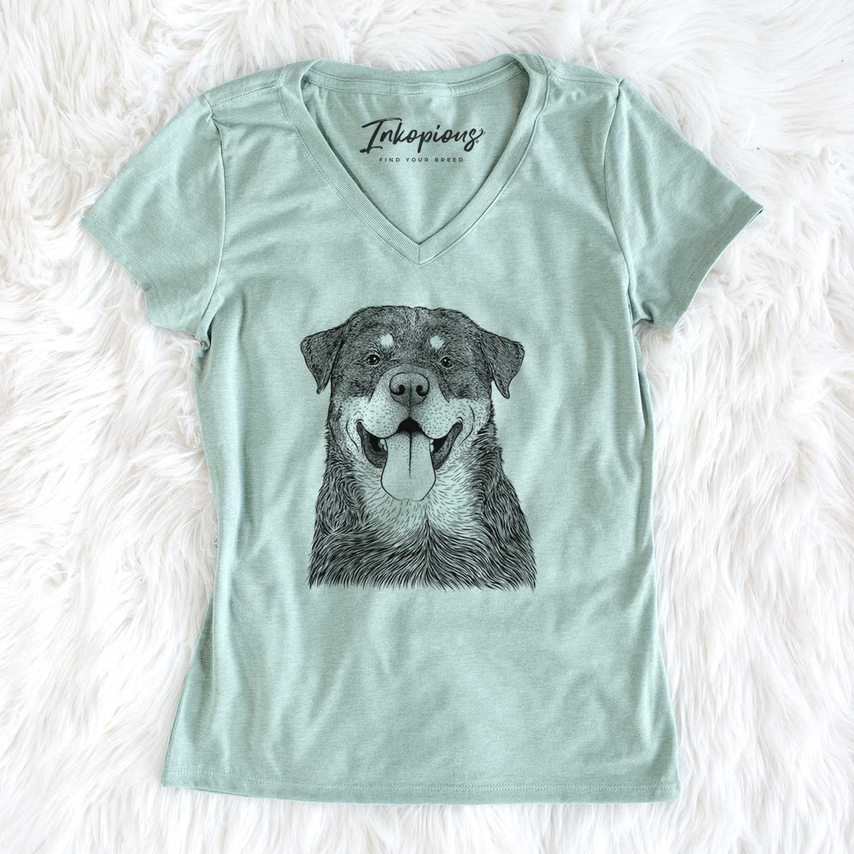 Bare Romeo the Rottweiler - Women&#39;s V-neck Shirt