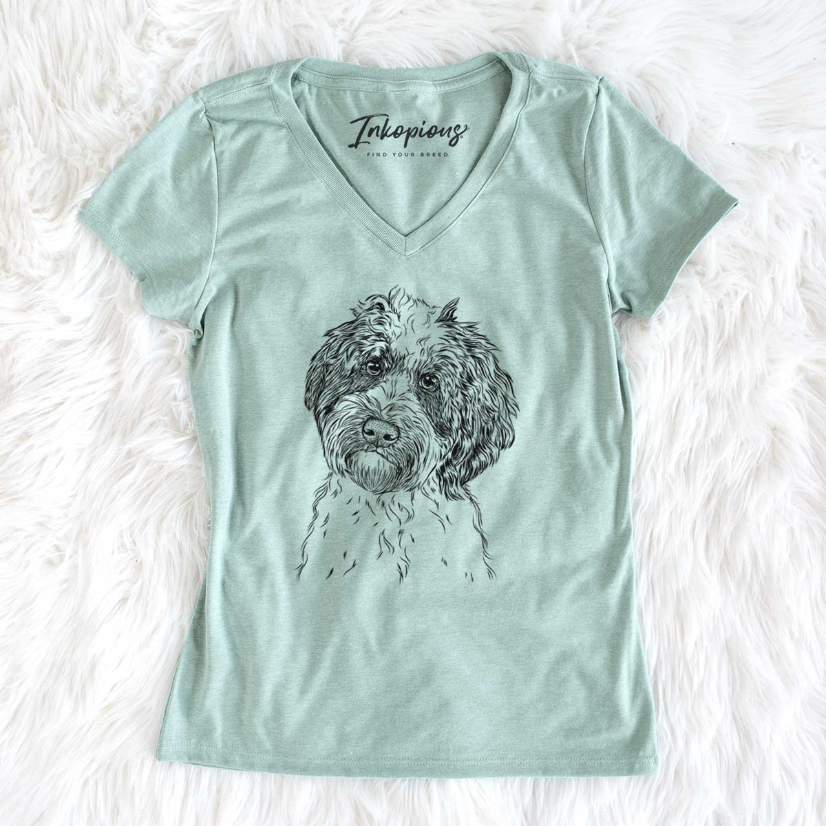 Bare Rooney the Aussiedoodle - Women&#39;s V-neck Shirt