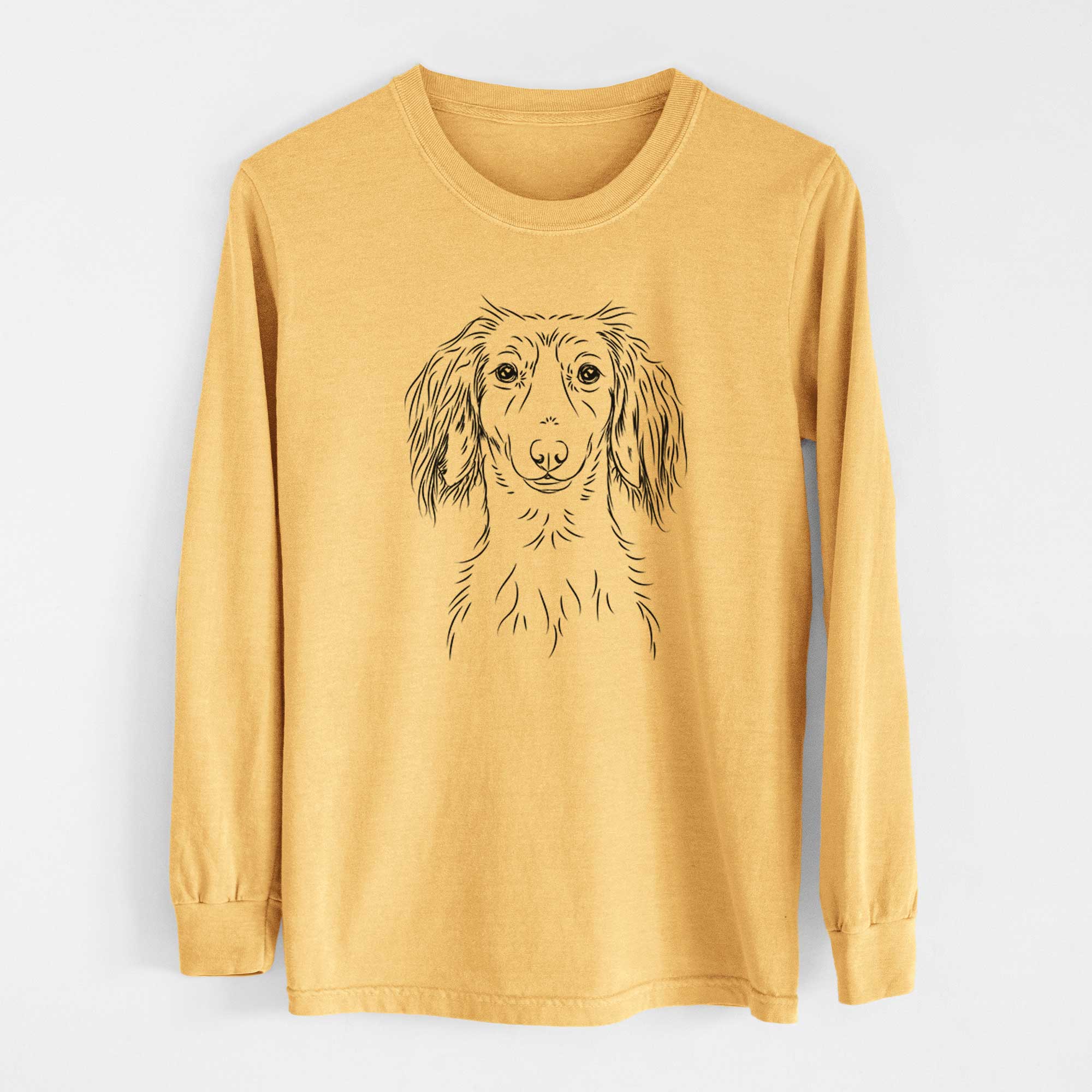 Bare Roux the Long Haired Dachshund - Heavyweight 100% Cotton Long Sleeve