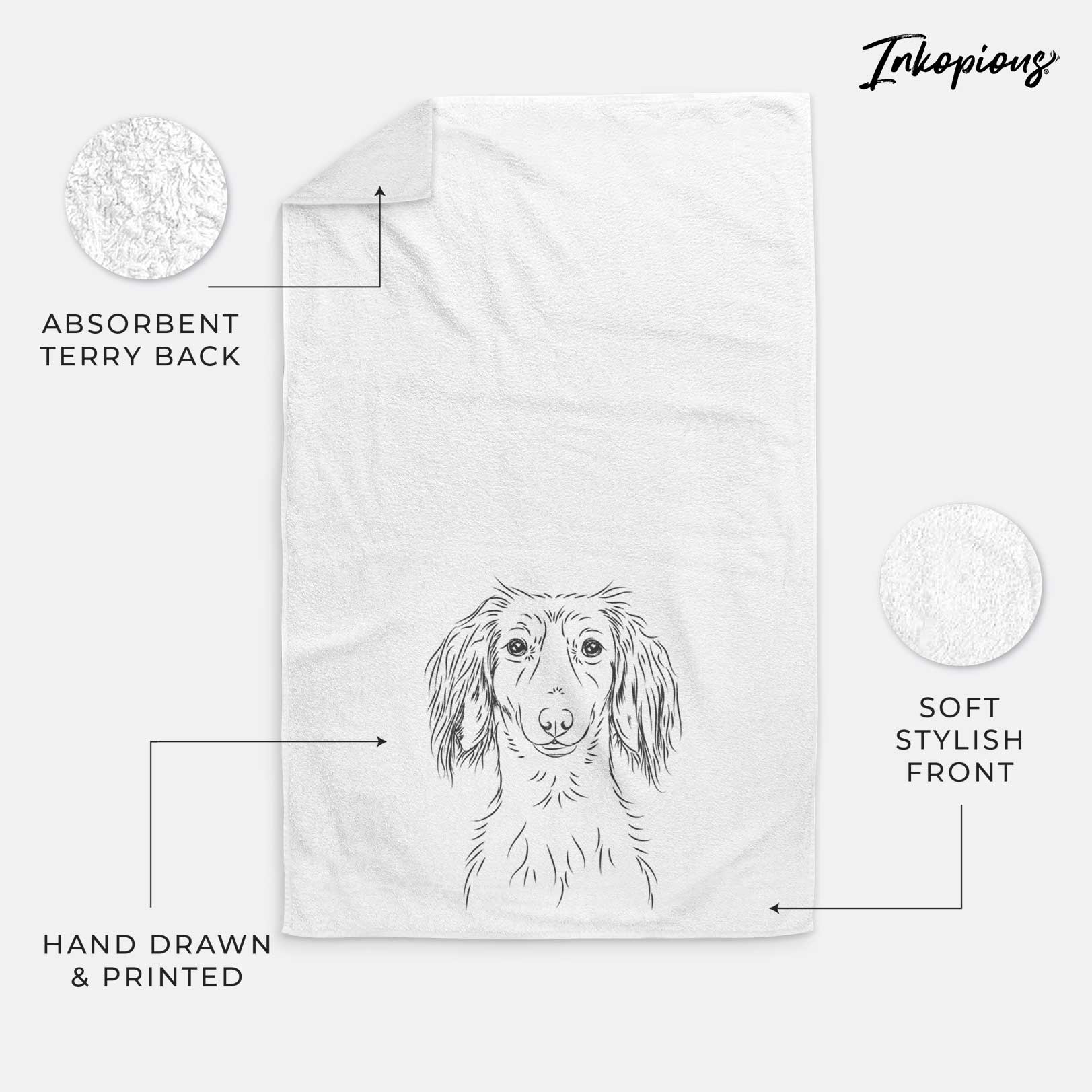 Roux the Long Haired Dachshund Decorative Hand Towel