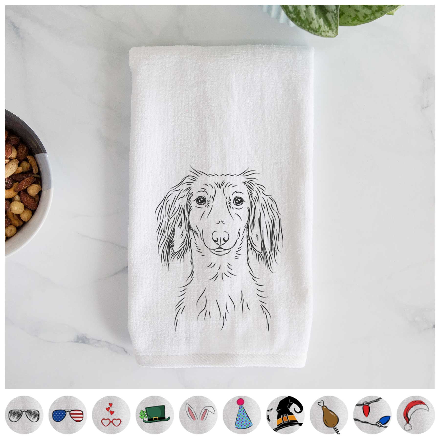 Roux the Long Haired Dachshund Hand Towel