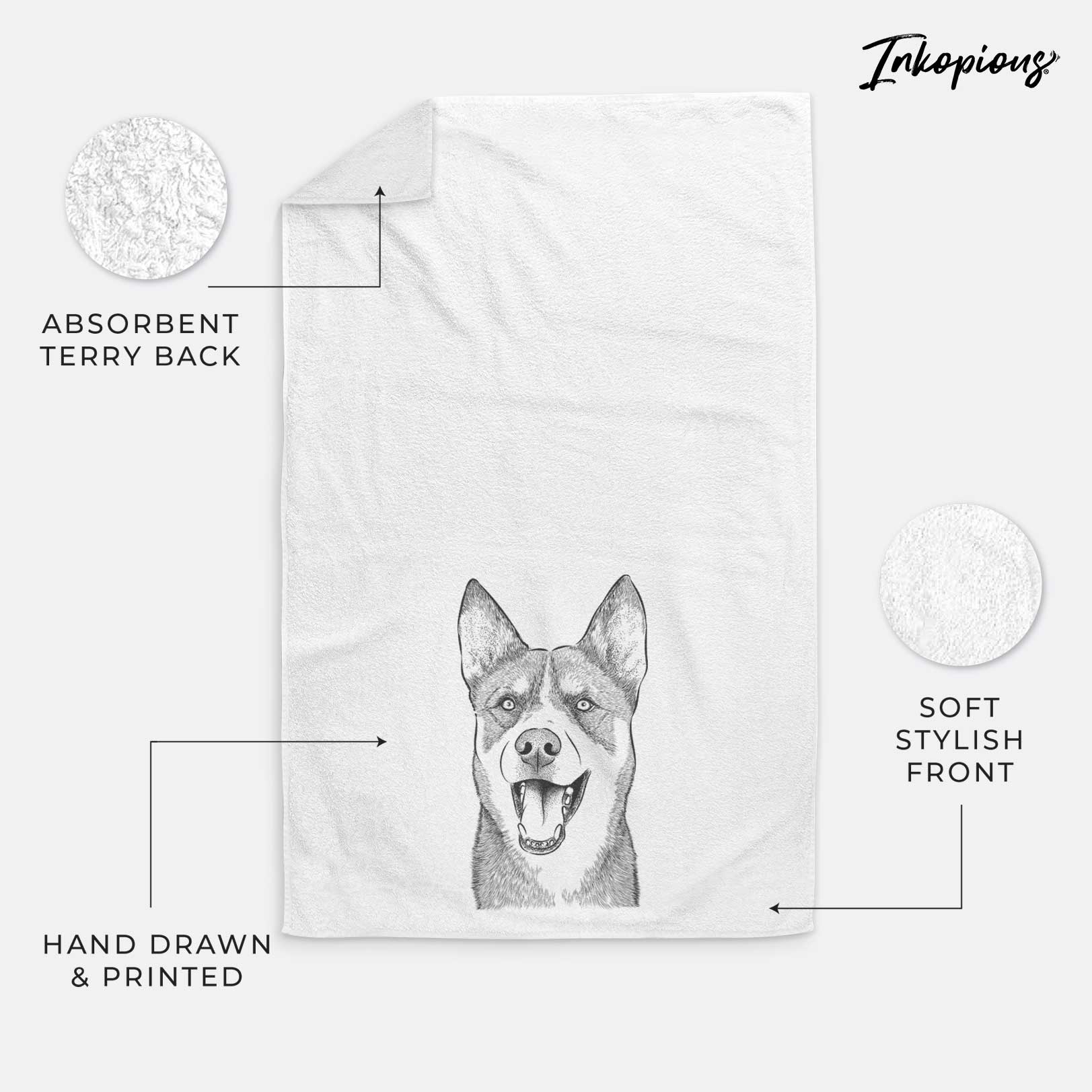 Roux the Siberian Husky Decorative Hand Towel