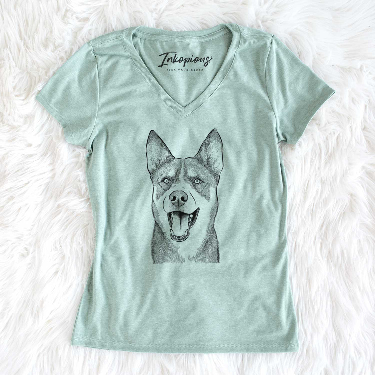 Bare Roux the Siberian Husky - Women&#39;s V-neck Shirt