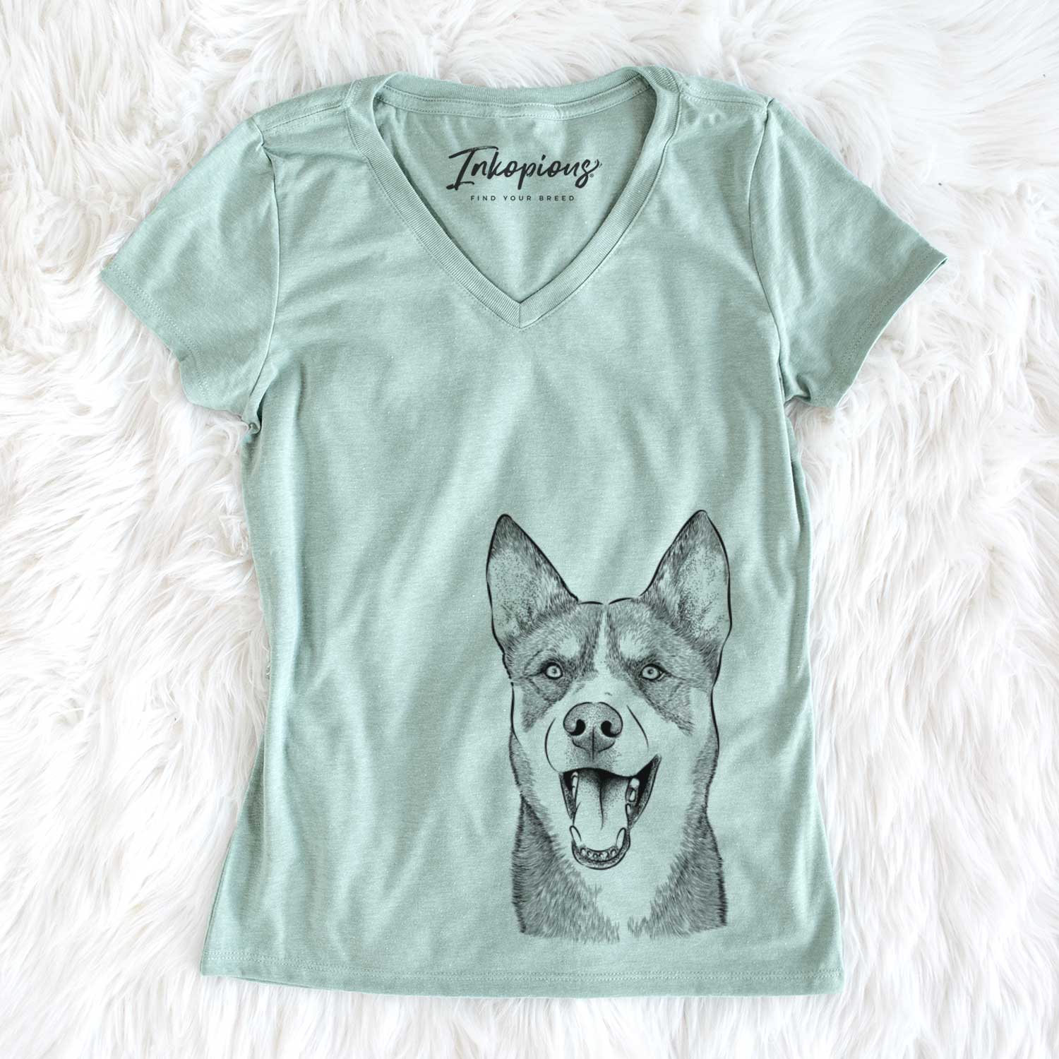 Bare Roux the Siberian Husky - Women's V-neck Shirt