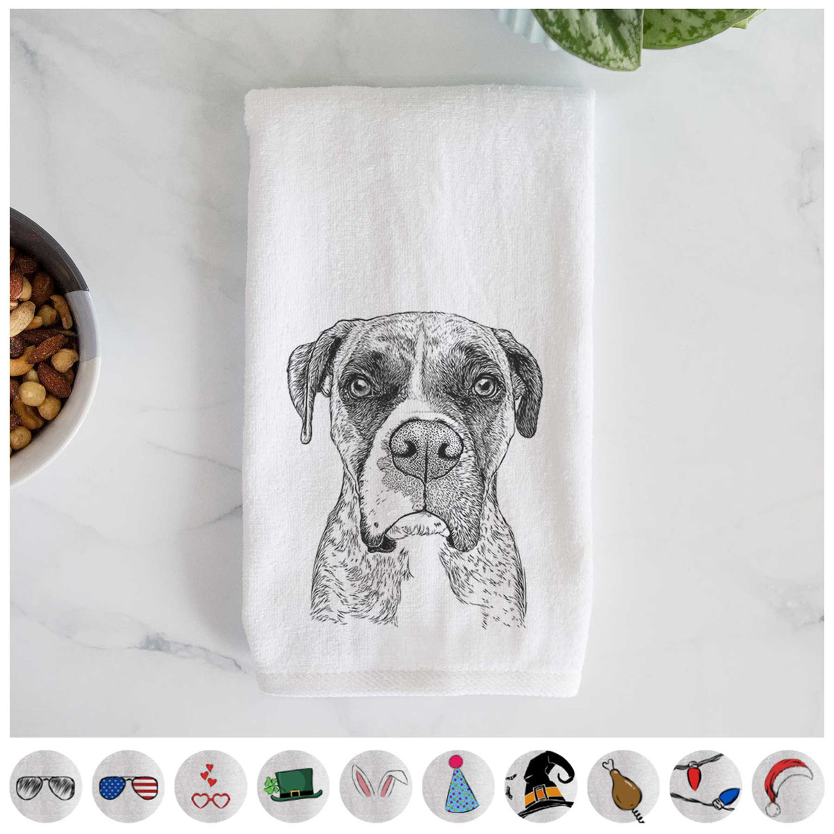 Rowdy Rex the Boxer Decorative Hand Towel