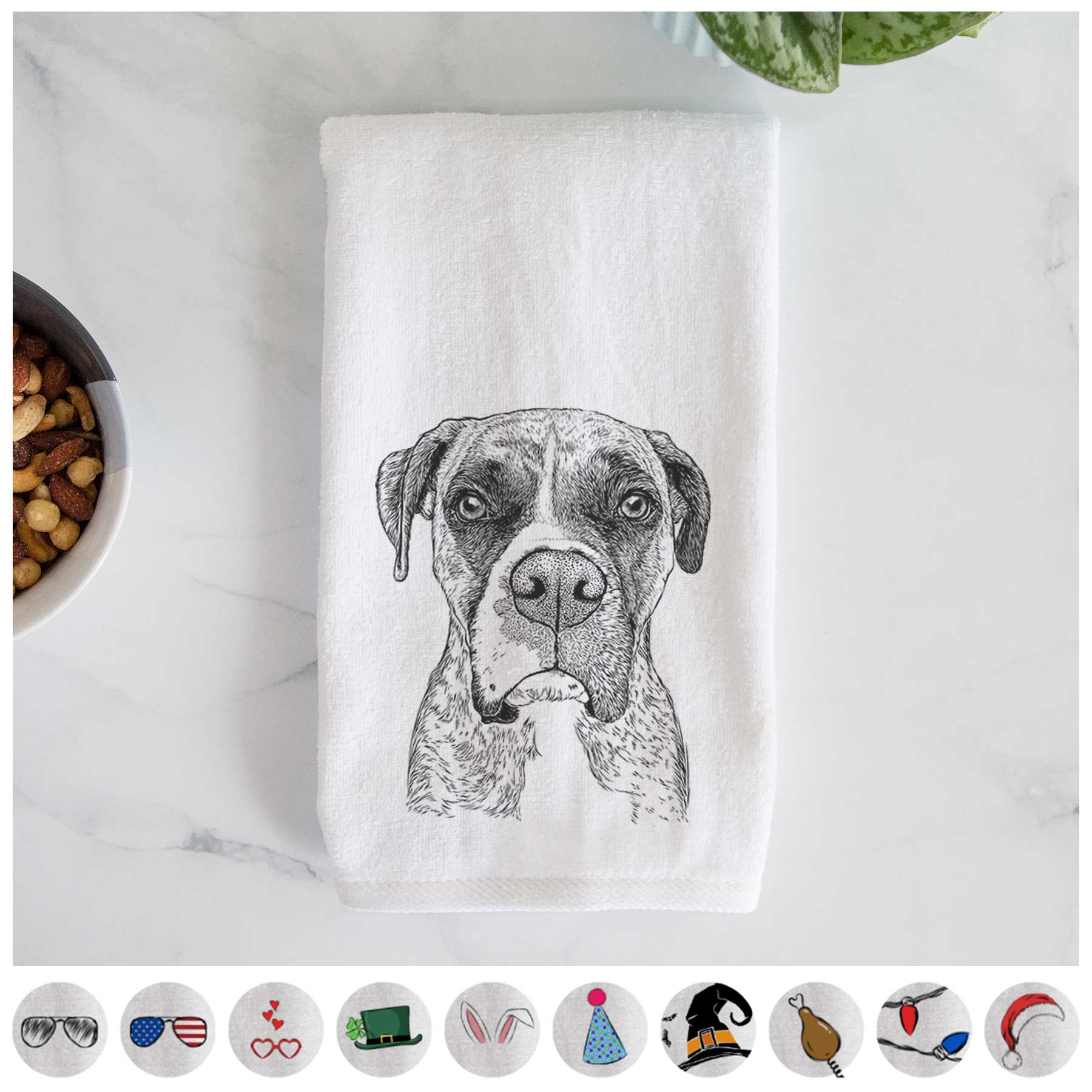 Rowdy Rex the Boxer Decorative Hand Towel