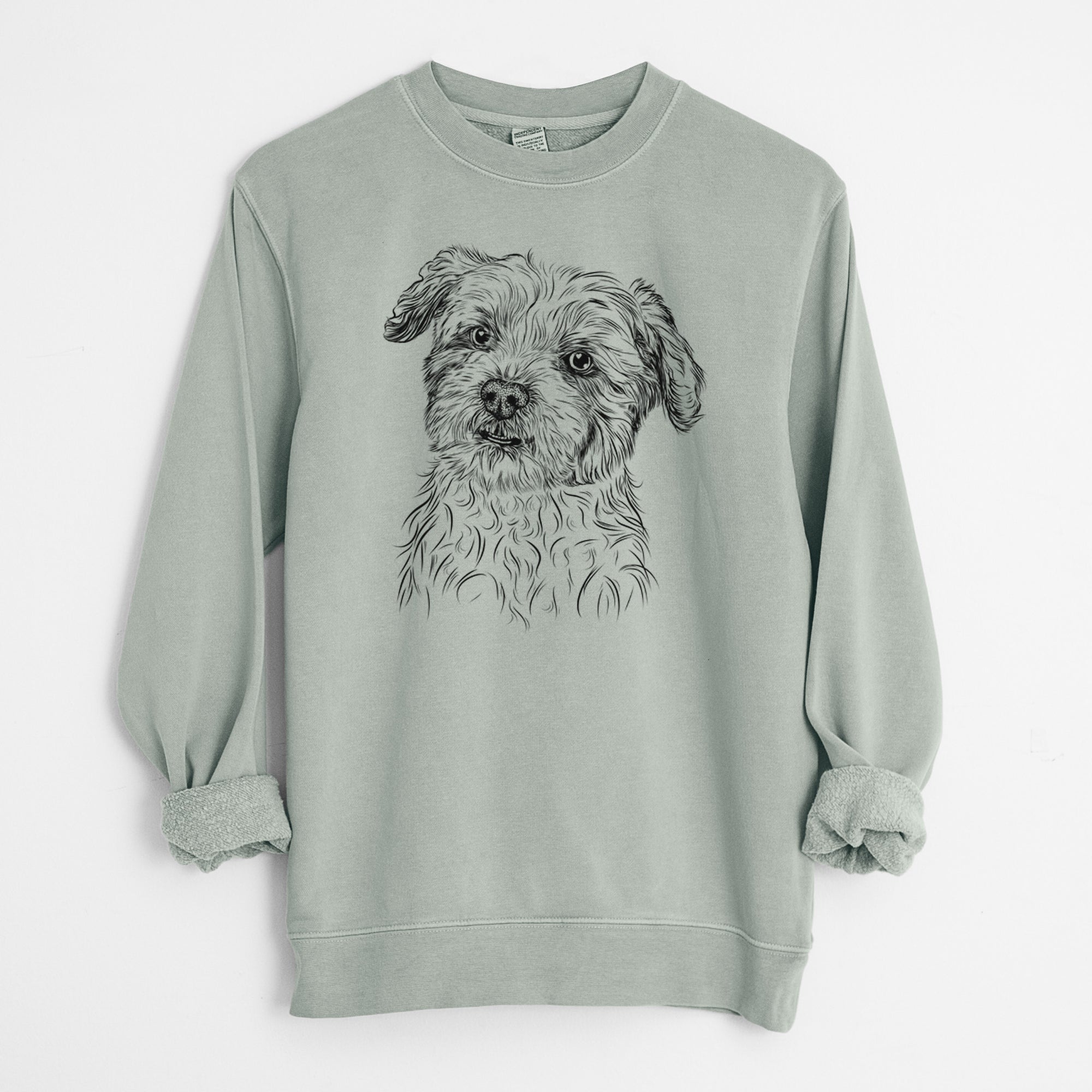 Bare Roxie the Schnauzer Shih Tzu Mix - Unisex Pigment Dyed Crew Sweatshirt