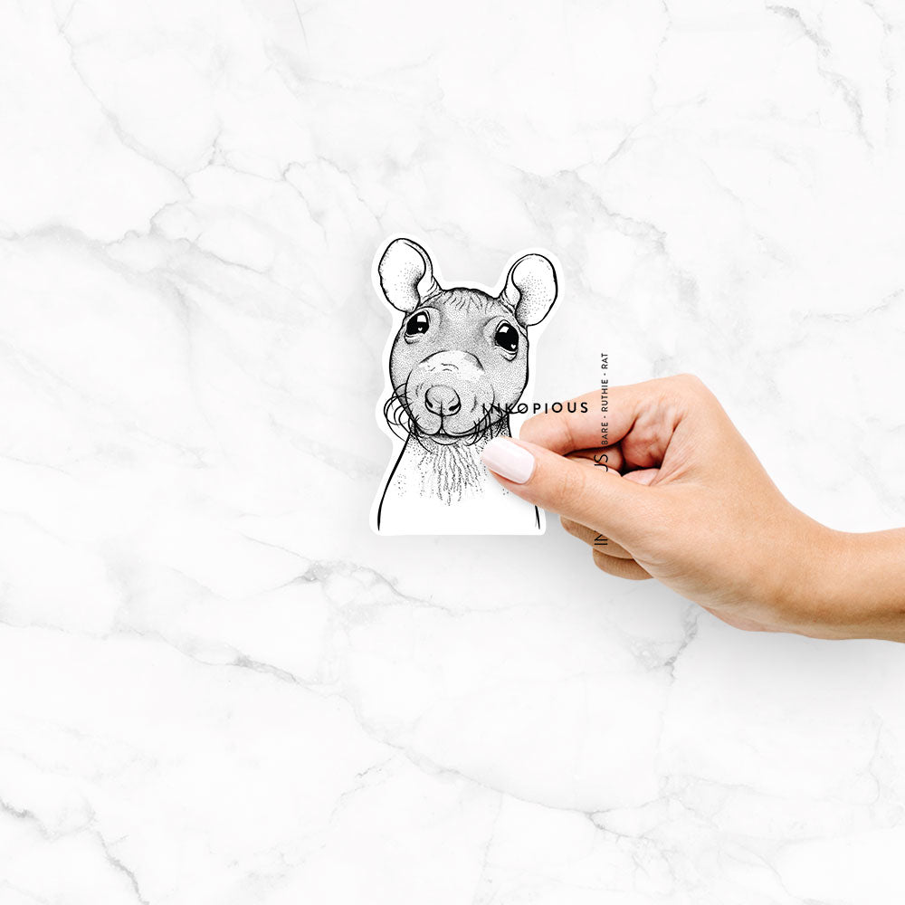 Ruthie the Hairless Rat - Decal Sticker