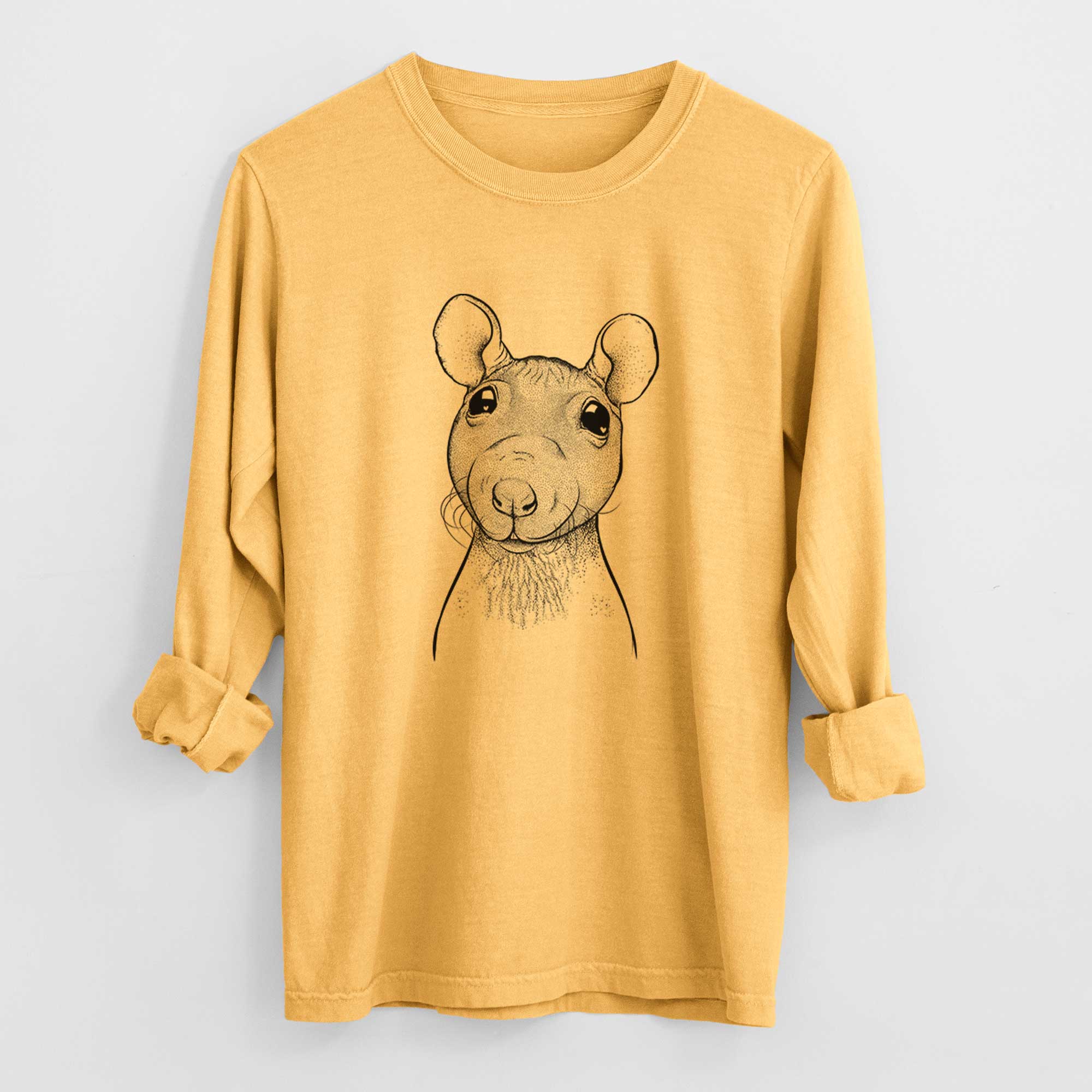 Bare Ruthie the Hairless Rat - Heavyweight 100% Cotton Long Sleeve