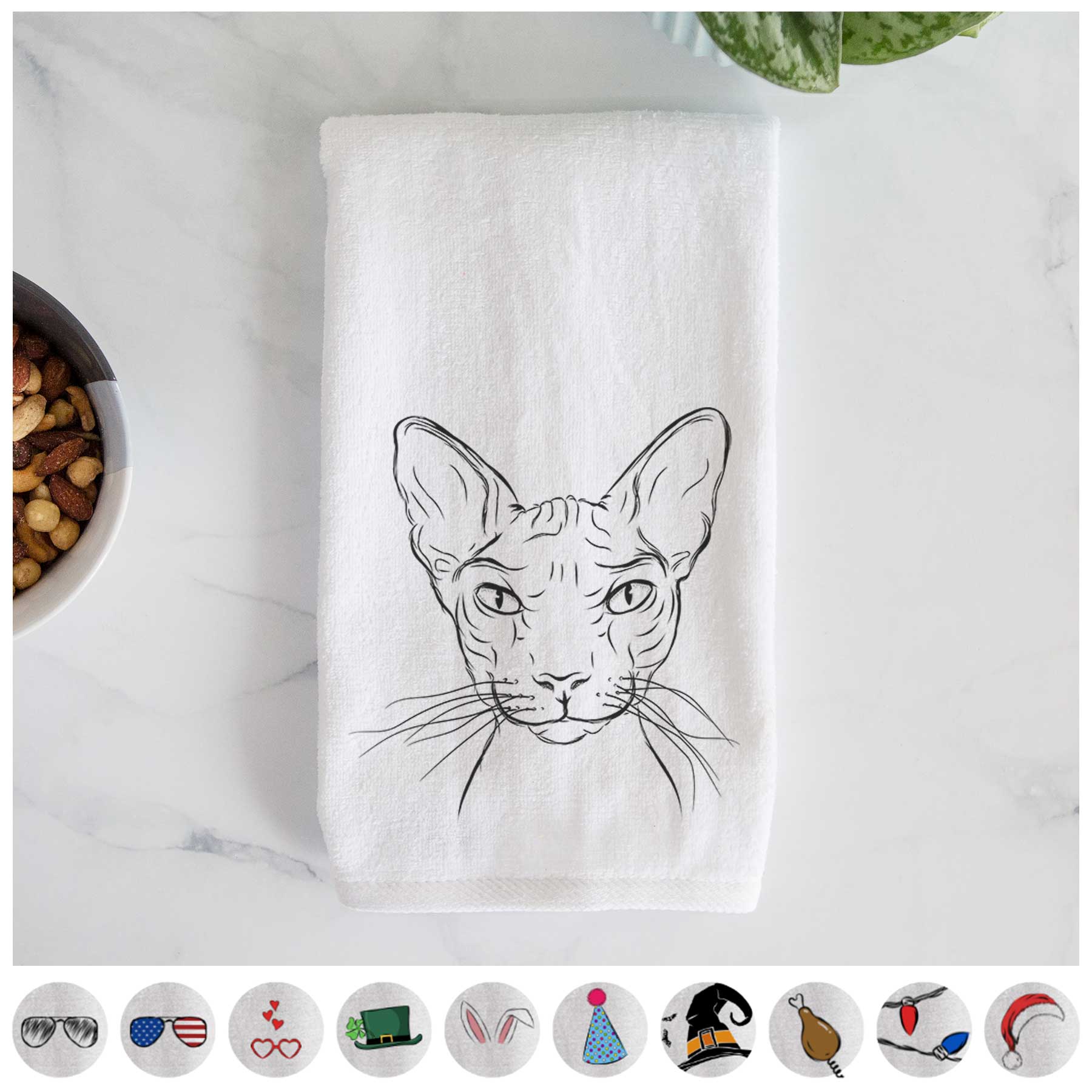 Sammy the Spinx Cat Decorative Hand Towel