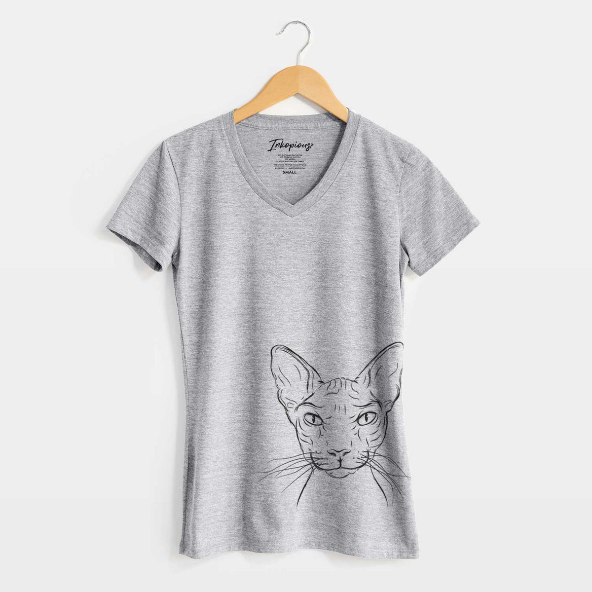 Bare Sammy the Spinx Cat - Women's V-neck Shirt