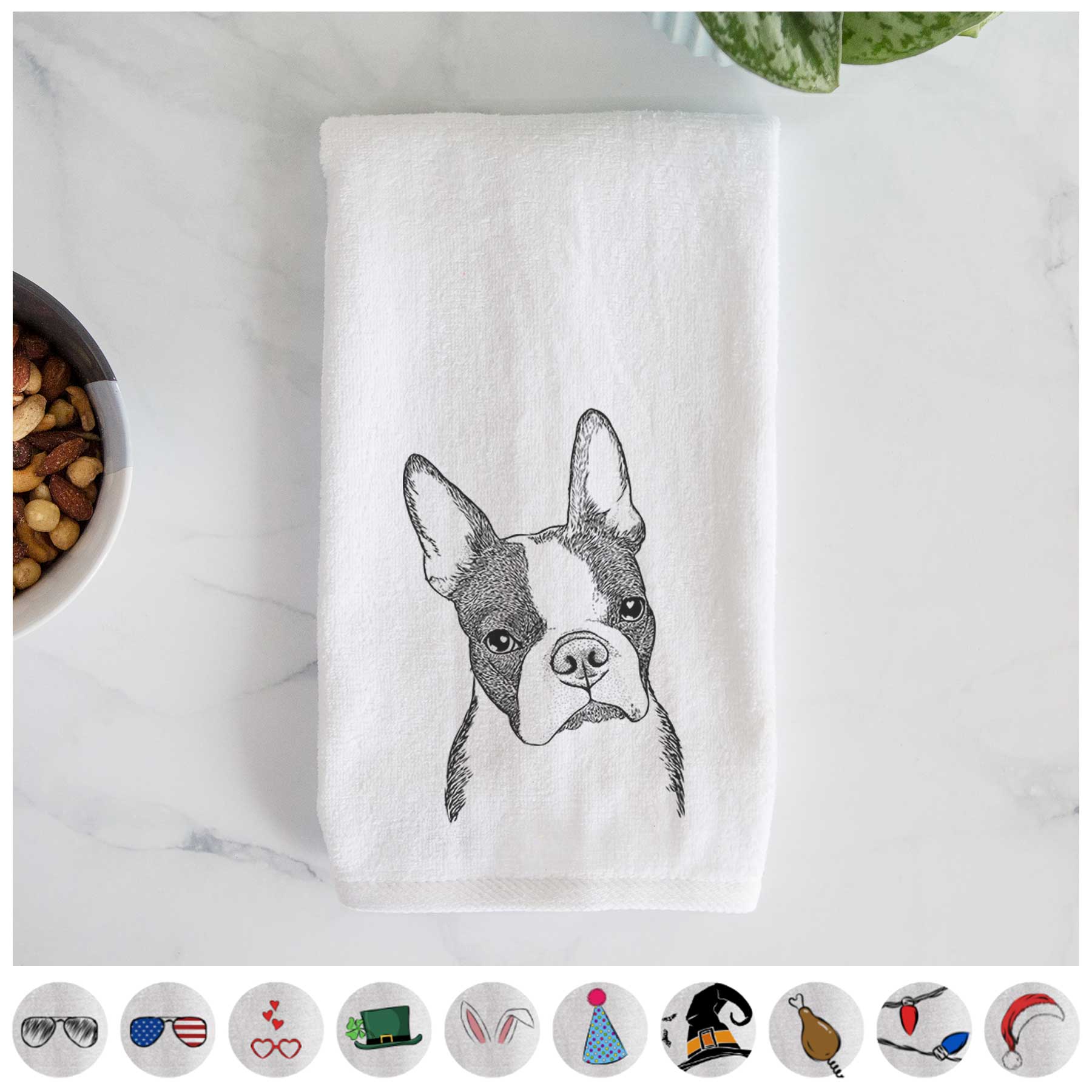 Samuel the Boston Terrier Hand Towel