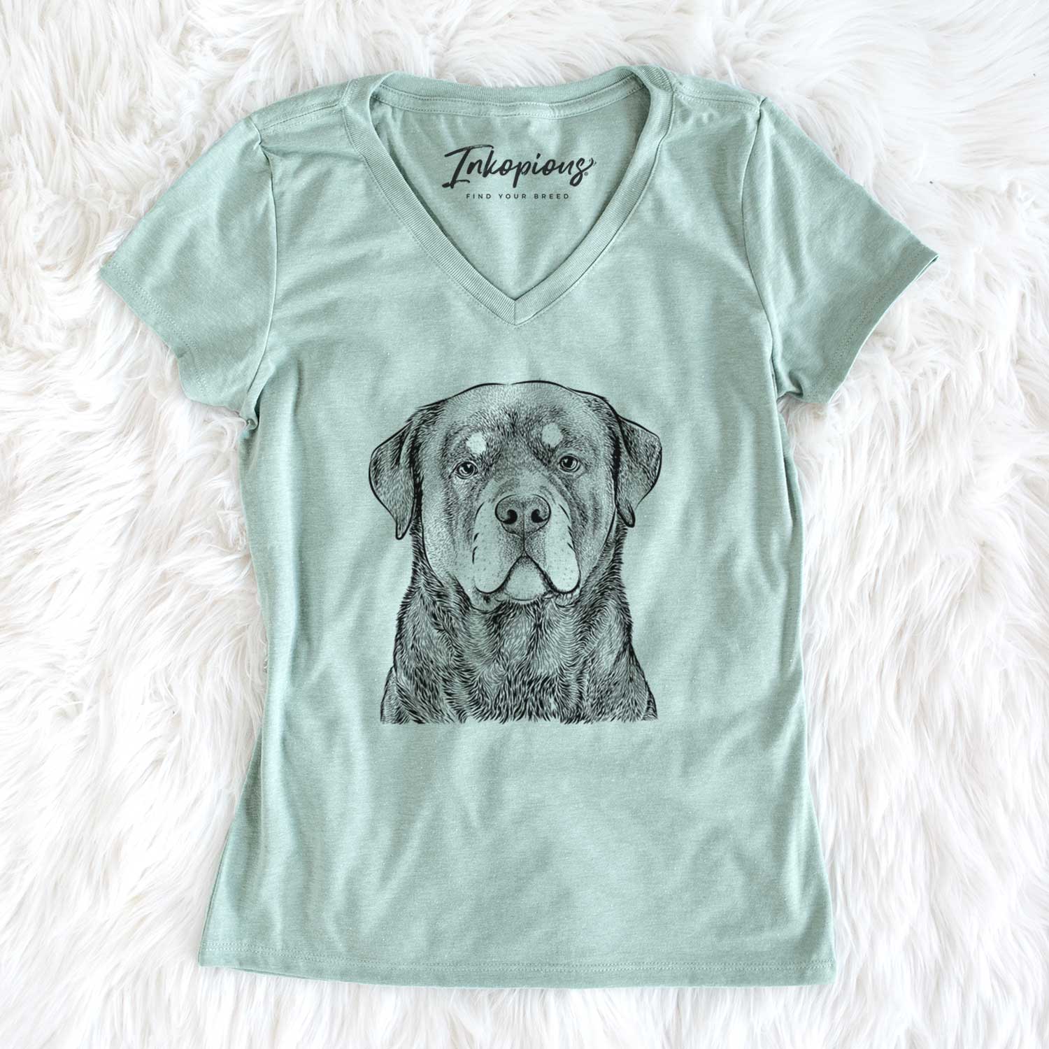 Bare Sarge the Rottweiler - Women's V-neck Shirt