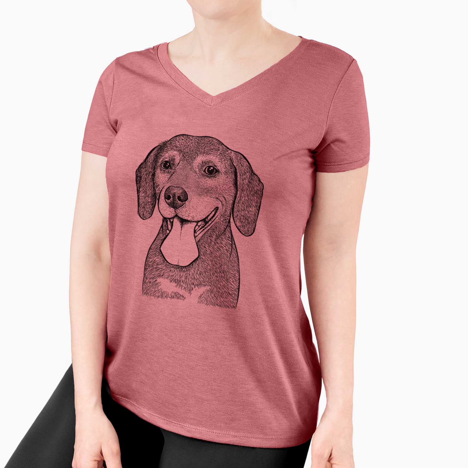 Bare Scarlett the Beagle - Women's V-neck Shirt