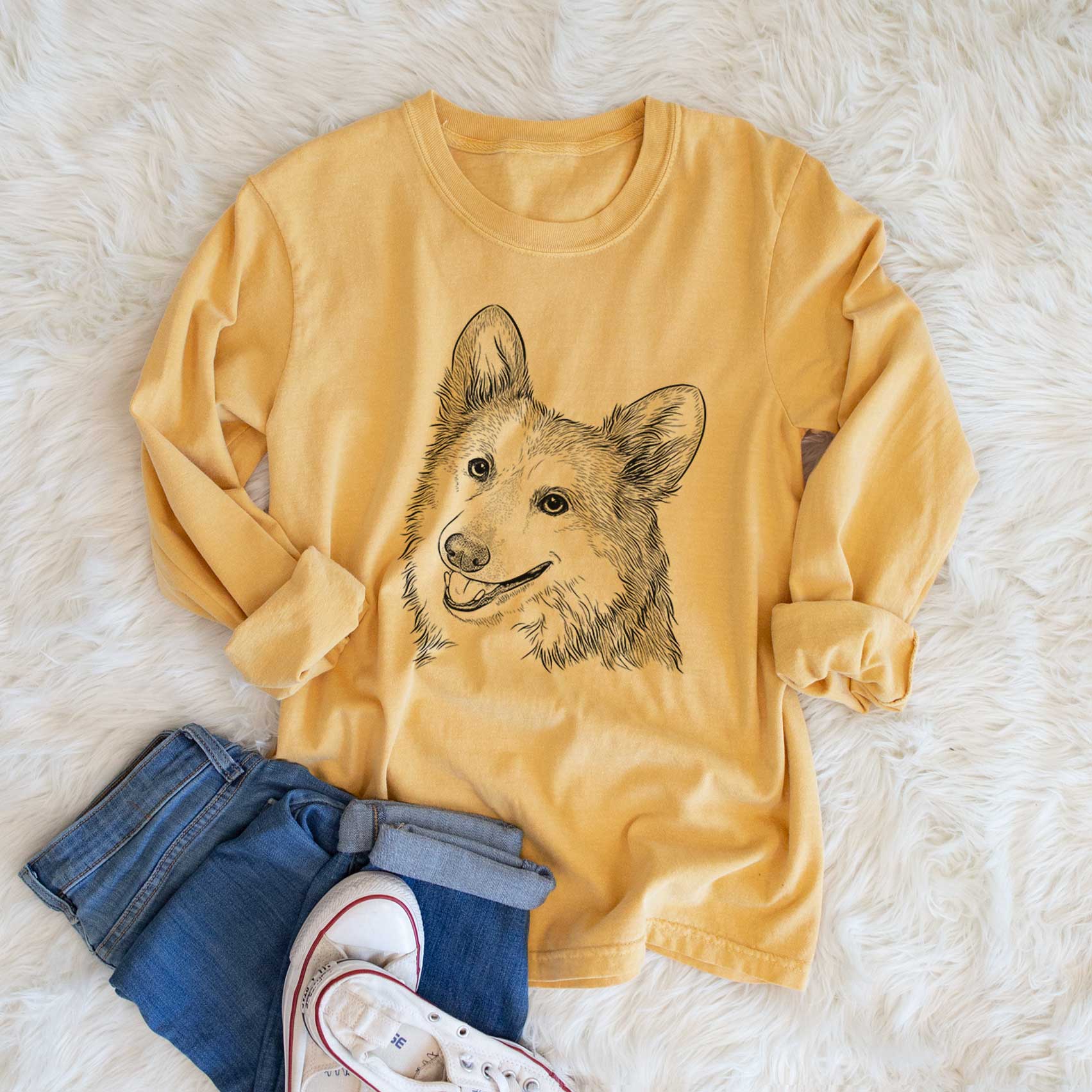 Bare Scout the Pembroke Welsh Corgi - Heavyweight 100% Cotton Long Sleeve