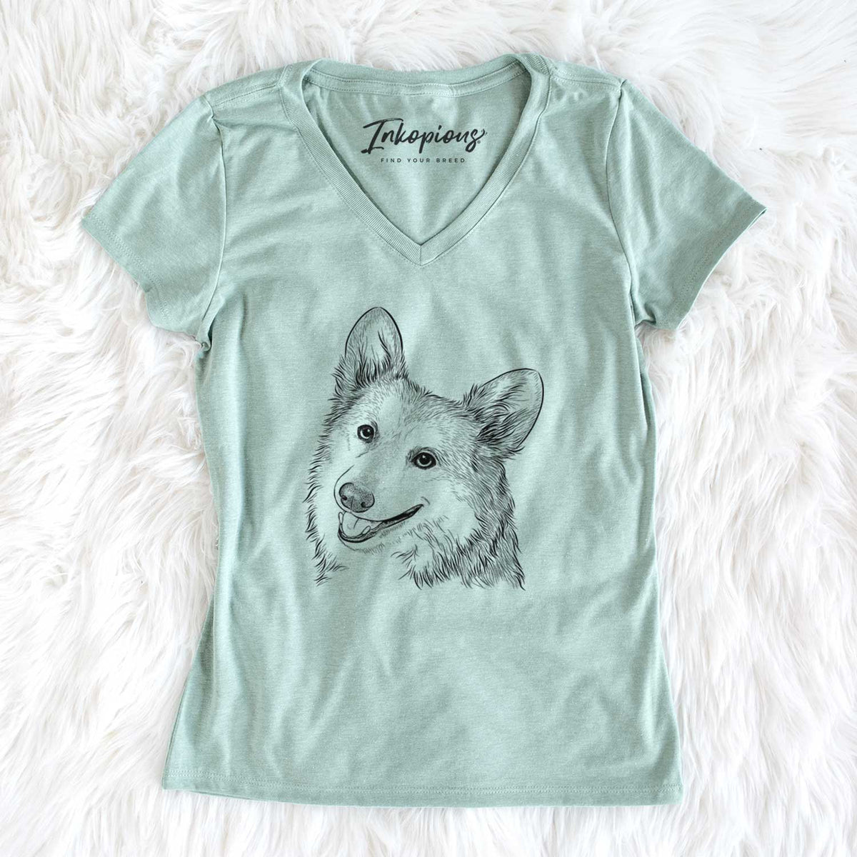 Bare Scout the Pembroke Welsh Corgi - Women&#39;s V-neck Shirt