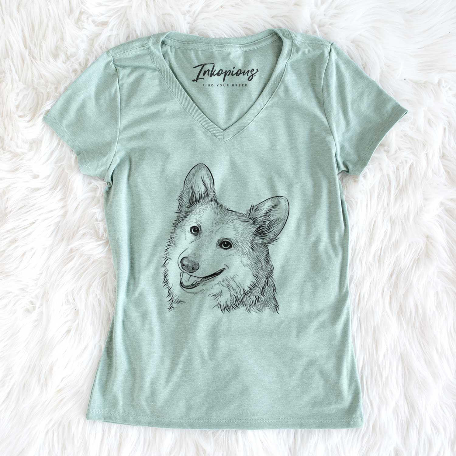 Bare Scout the Pembroke Welsh Corgi - Women's V-neck Shirt
