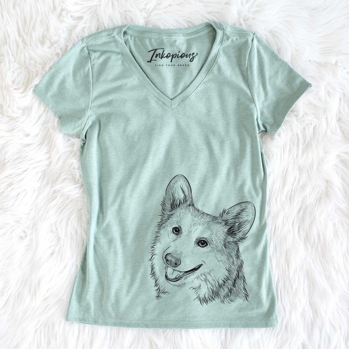Bare Scout the Pembroke Welsh Corgi - Women's V-neck Shirt