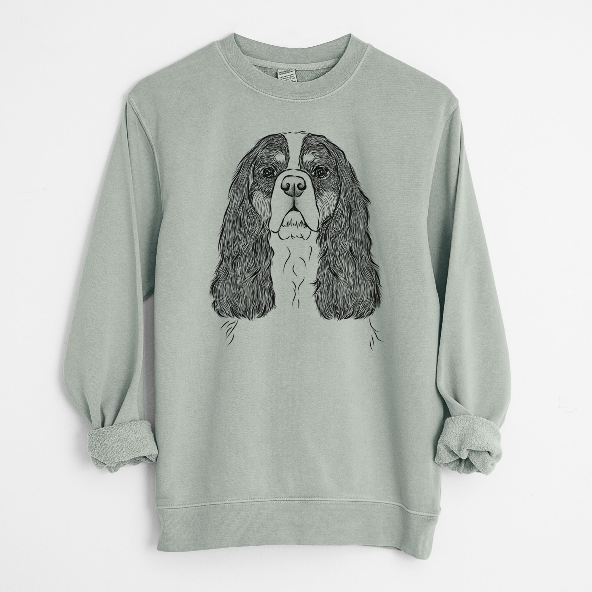 Bare Sebastian the Cavalier King Charles Spaniel - Unisex Pigment Dyed Crew Sweatshirt