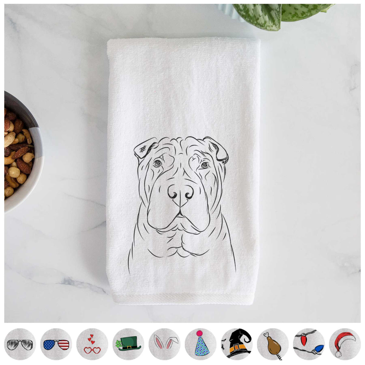 Sharpy the Shar Pei Decorative Hand Towel