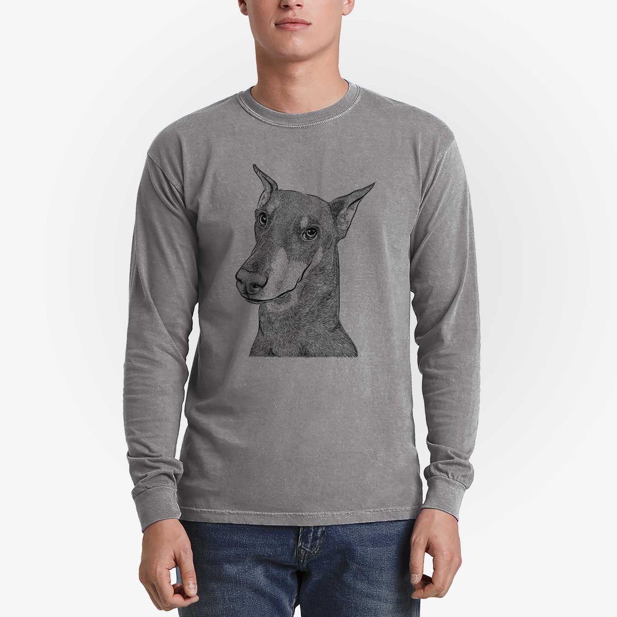 Bare Shelby the Doberman Pinscher - Heavyweight 100% Cotton Long Sleeve