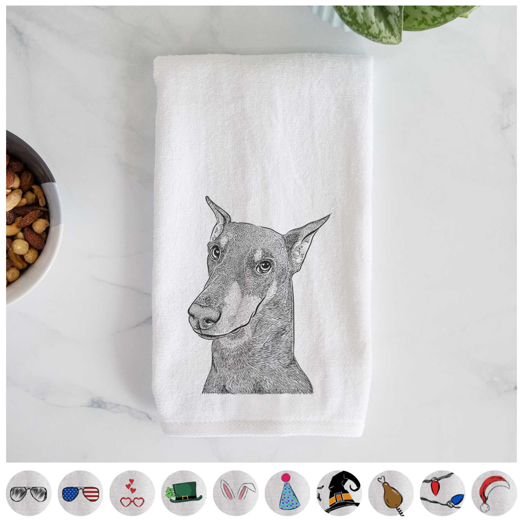 Shelby the Doberman Pinscher Decorative Hand Towel