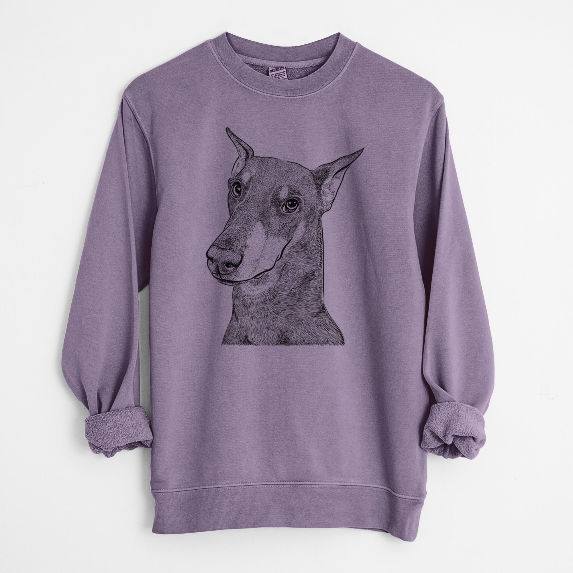 Bare Shelby the Doberman Pinscher - Unisex Pigment Dyed Crew Sweatshirt