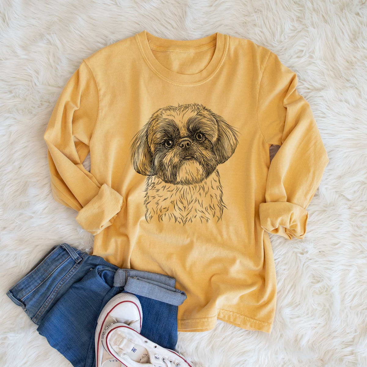 Bare Simon the Shih Tzu - Heavyweight 100% Cotton Long Sleeve