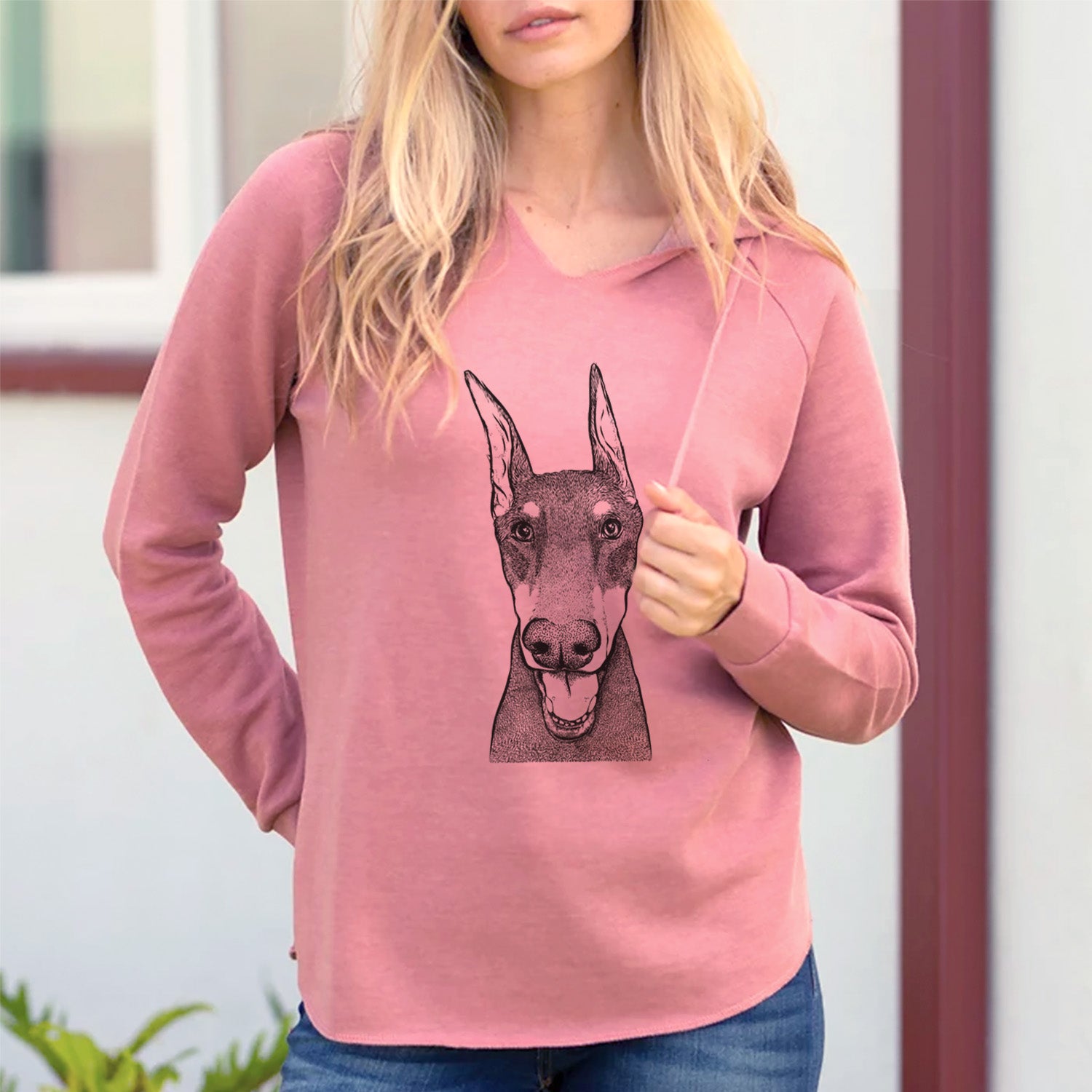 Bare Sir Duke the Doberman Pinscher - Cali Wave Hooded Sweatshirt