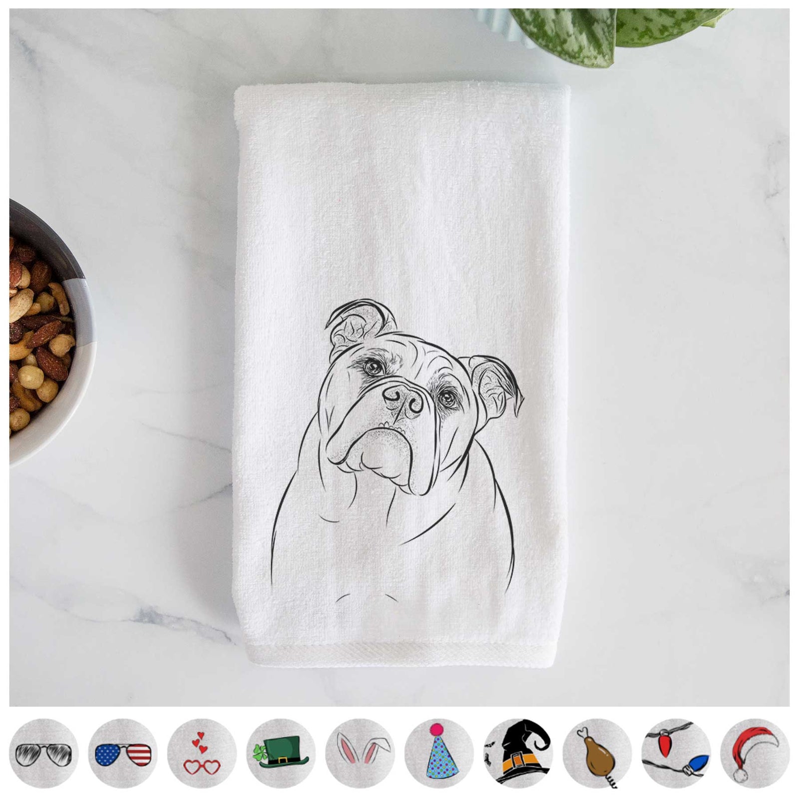 Sir Louis the English Bulldog Decorative Hand Towel