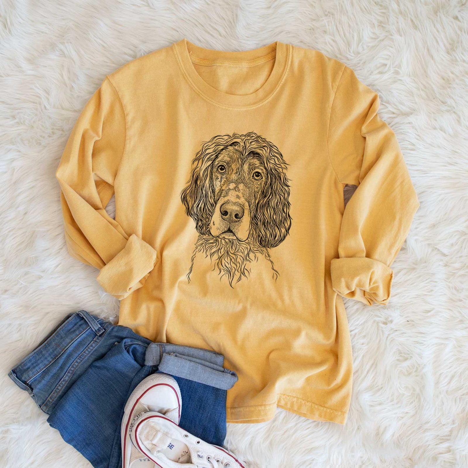 Bare Sir Rexford the Blue Belton English Setter - Heavyweight 100% Cotton Long Sleeve
