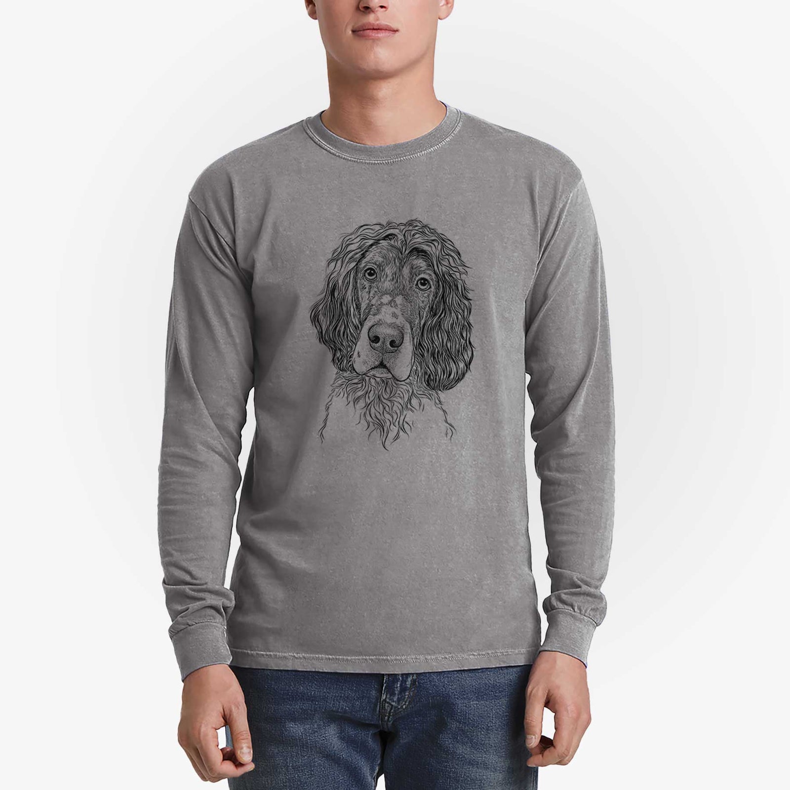Bare Sir Rexford the Blue Belton English Setter - Heavyweight 100% Cotton Long Sleeve