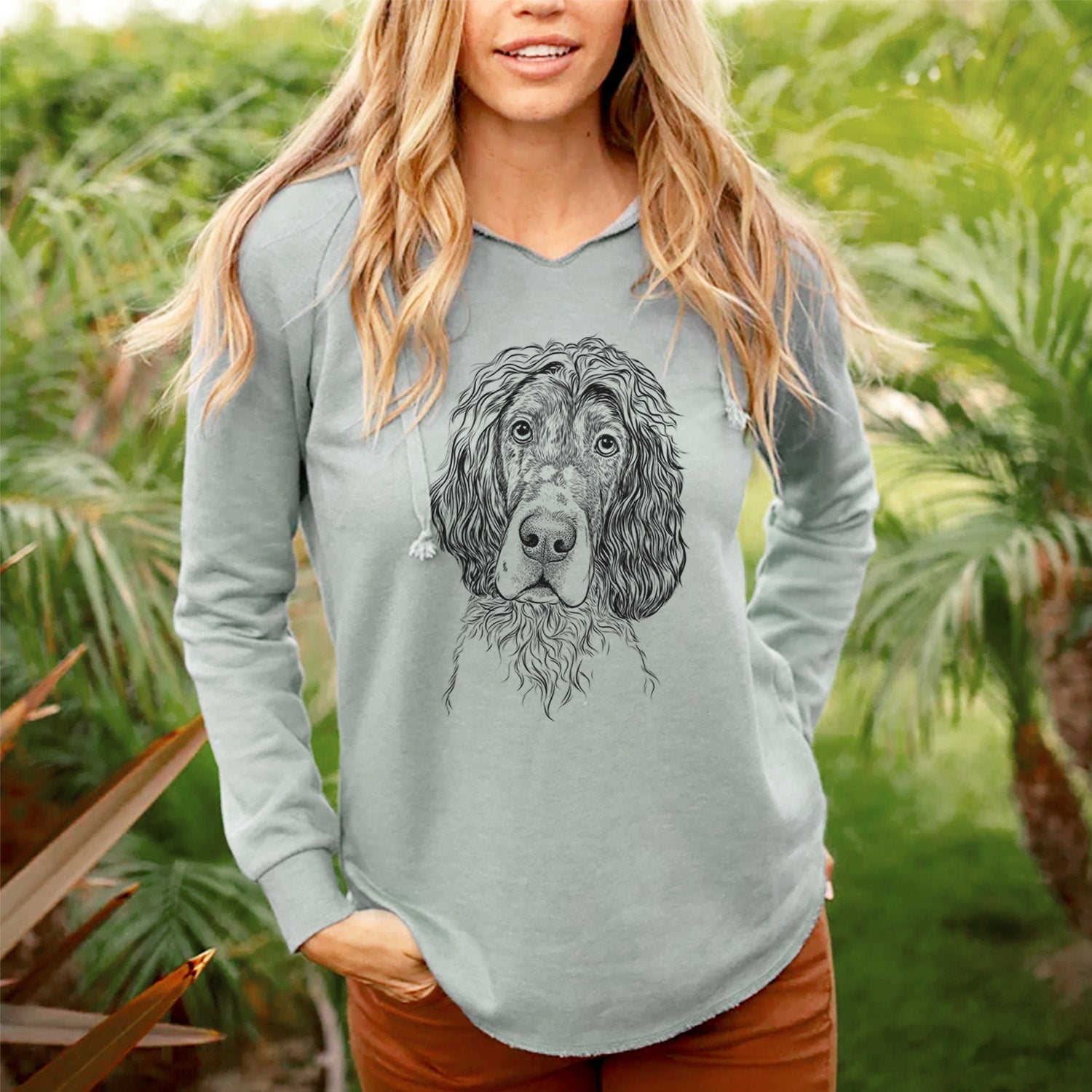 Bare Sir Rexford the Blue Belton English Setter - Cali Wave Hooded Sweatshirt