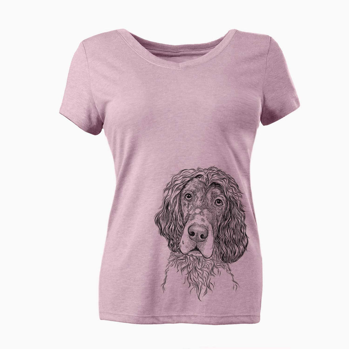 Bare Sir Rexford the Blue Belton English Setter - Women's V-neck Shirt