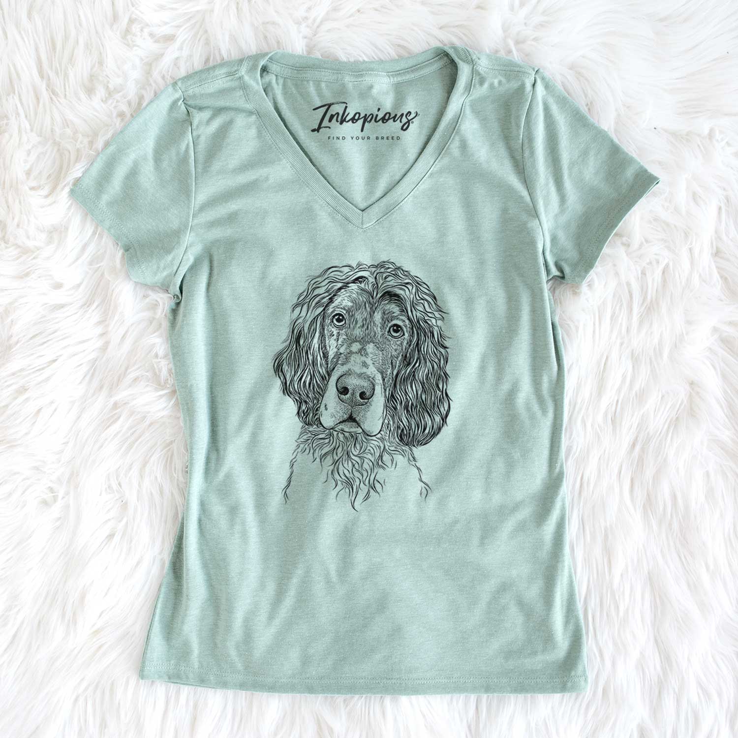Bare Sir Rexford the Blue Belton English Setter - Women's V-neck Shirt