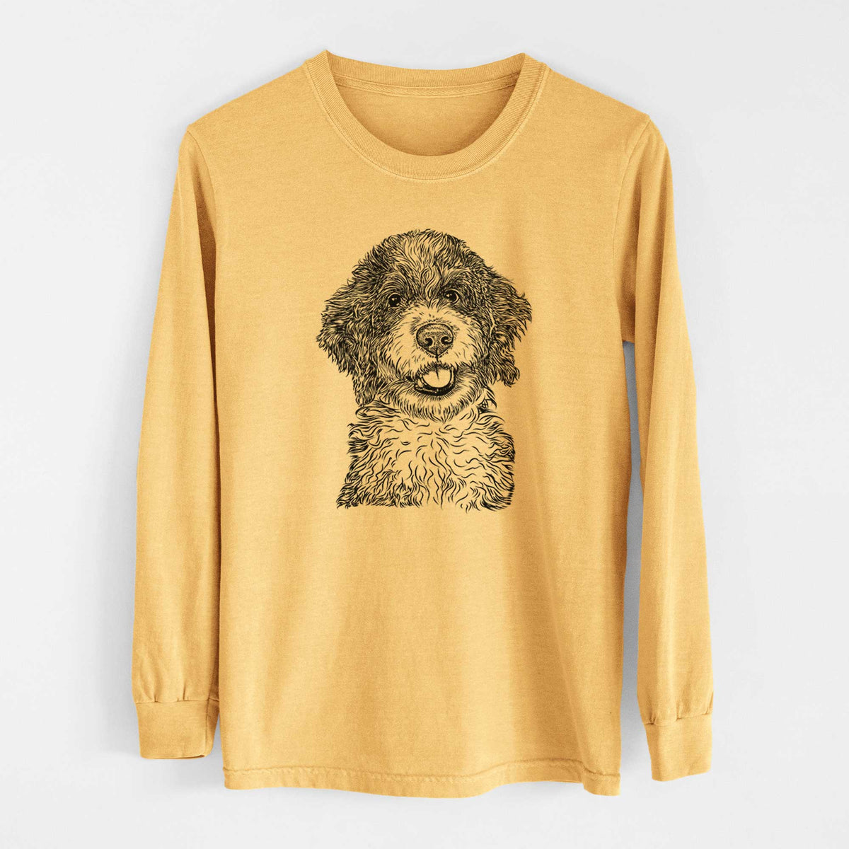 Bare Smoky the Bernedoodle Puppy - Heavyweight 100% Cotton Long Sleeve