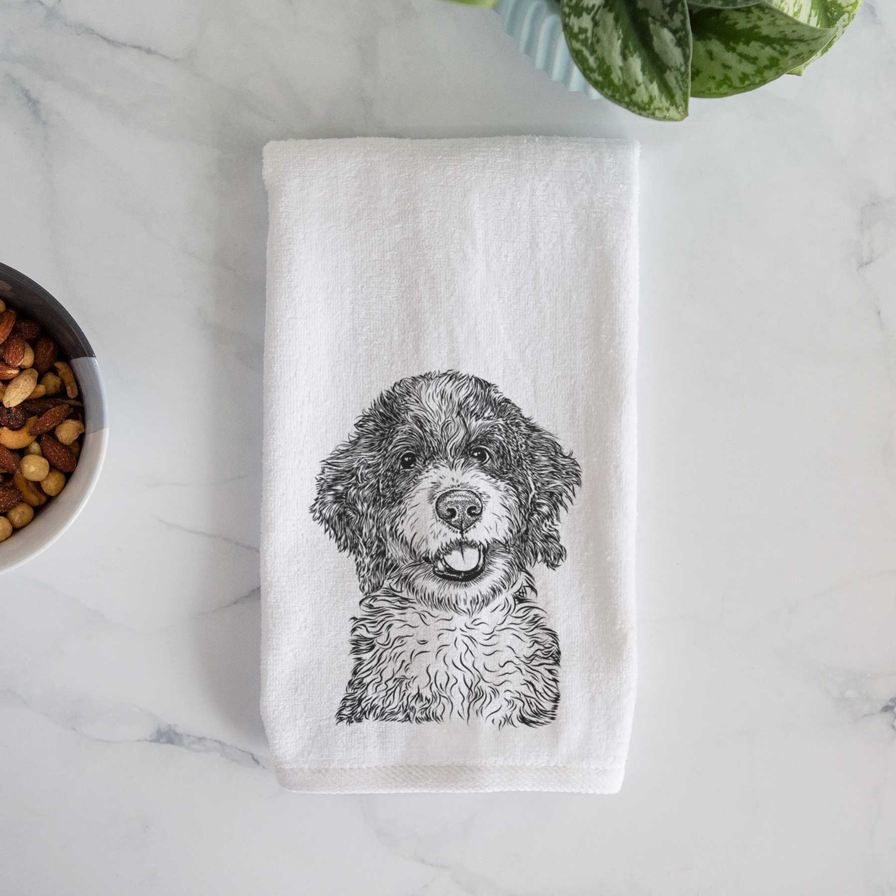 Smoky the Bernedoodle Puppy Decorative Hand Towel