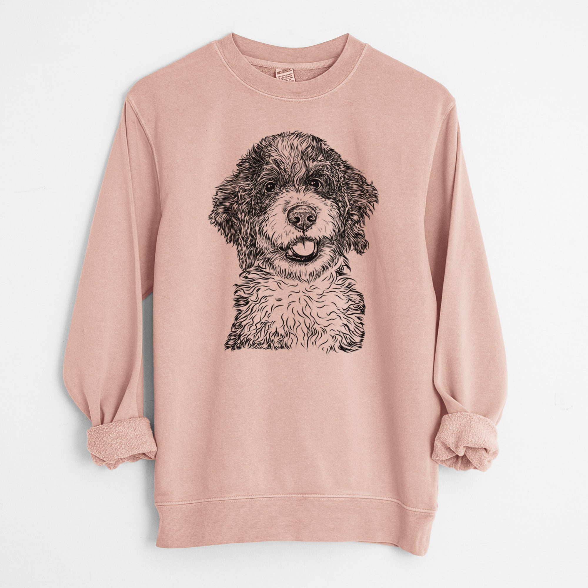 Bare Smoky the Bernedoodle Puppy - Unisex Pigment Dyed Crew Sweatshirt