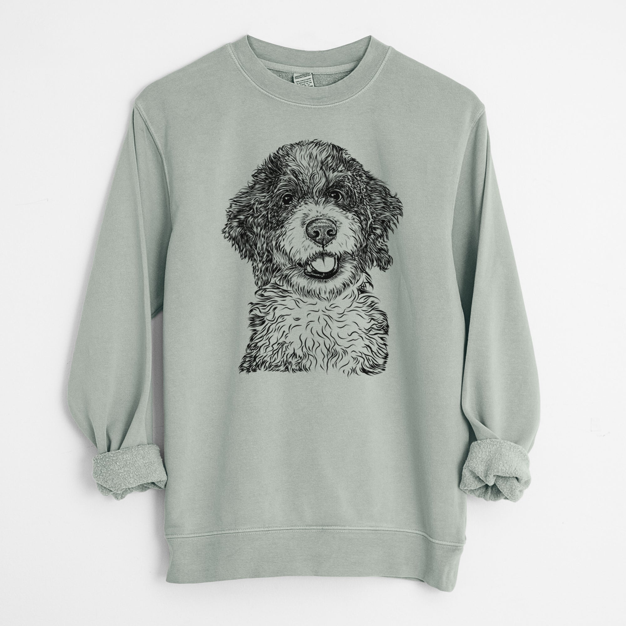 Bare Smoky the Bernedoodle Puppy - Unisex Pigment Dyed Crew Sweatshirt