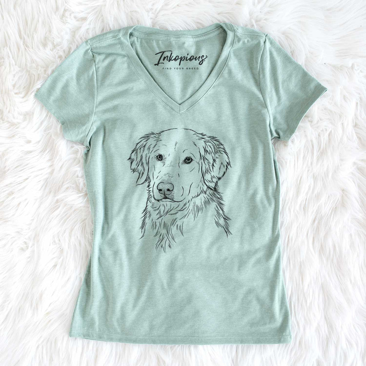 Bare Spencer the Golden Retriever - Women&#39;s V-neck Shirt