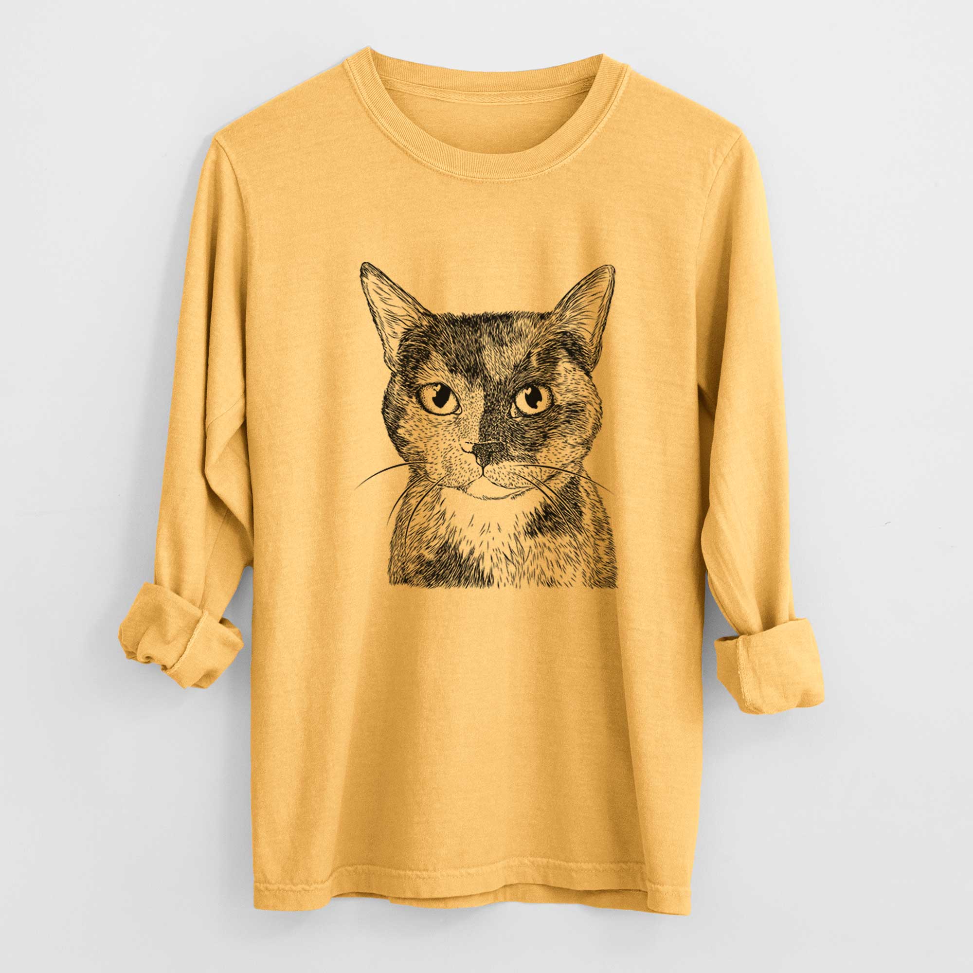 Bare Spooky Kitty the Tortoiseshell Cat - Heavyweight 100% Cotton Long Sleeve