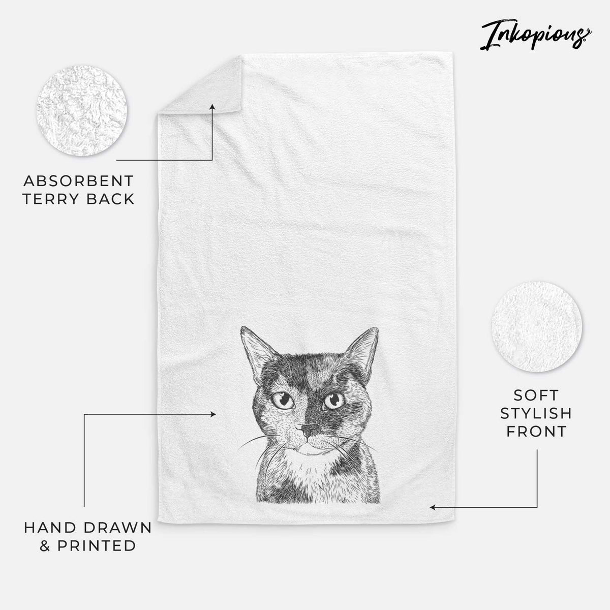 Spooky Kitty the Tortoiseshell Cat Decorative Hand Towel