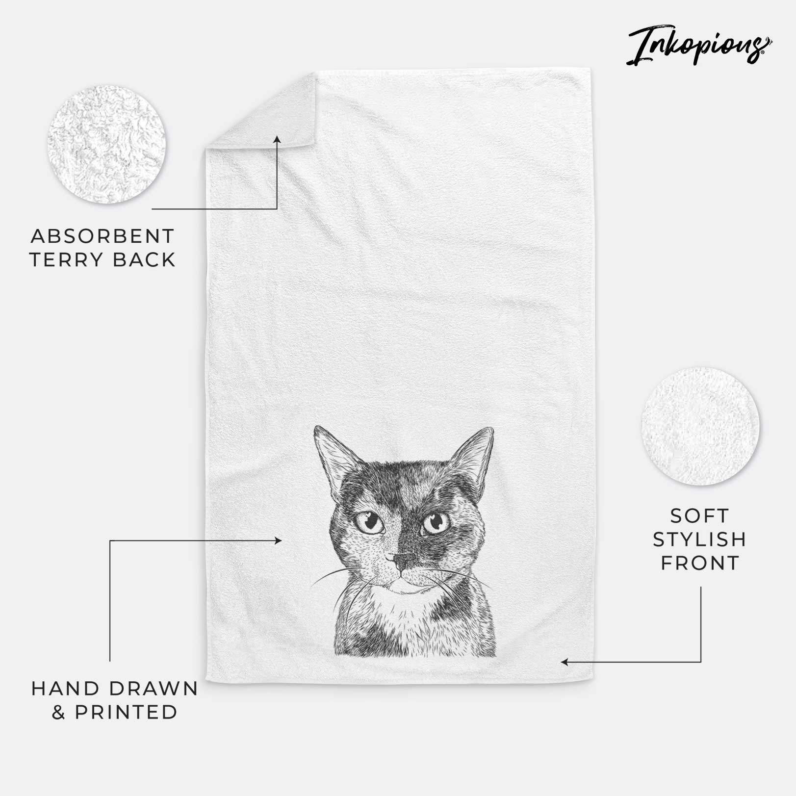 Spooky Kitty the Tortoiseshell Cat Decorative Hand Towel