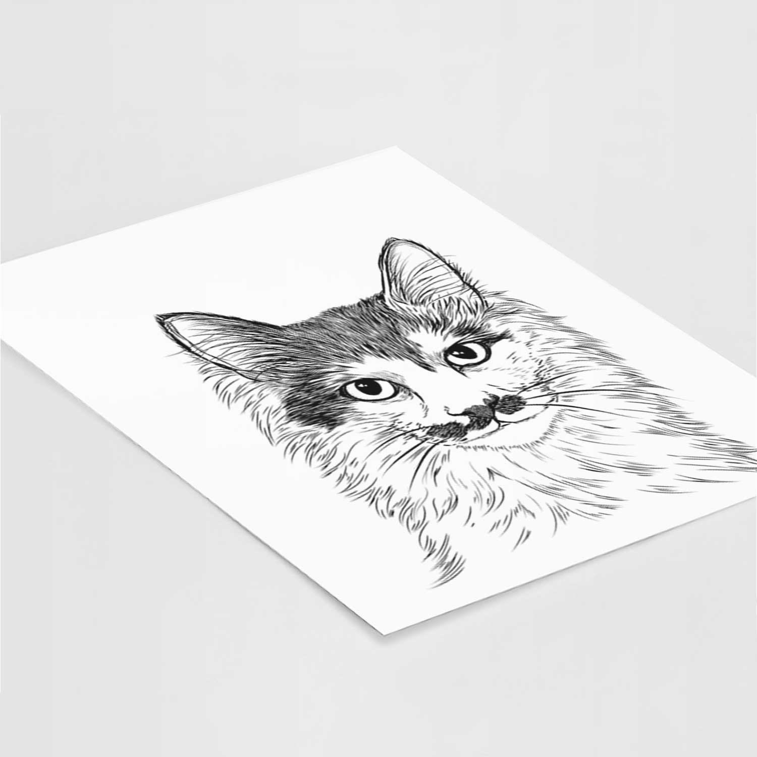 Stache the Longhaired Mustache Cat Art Print